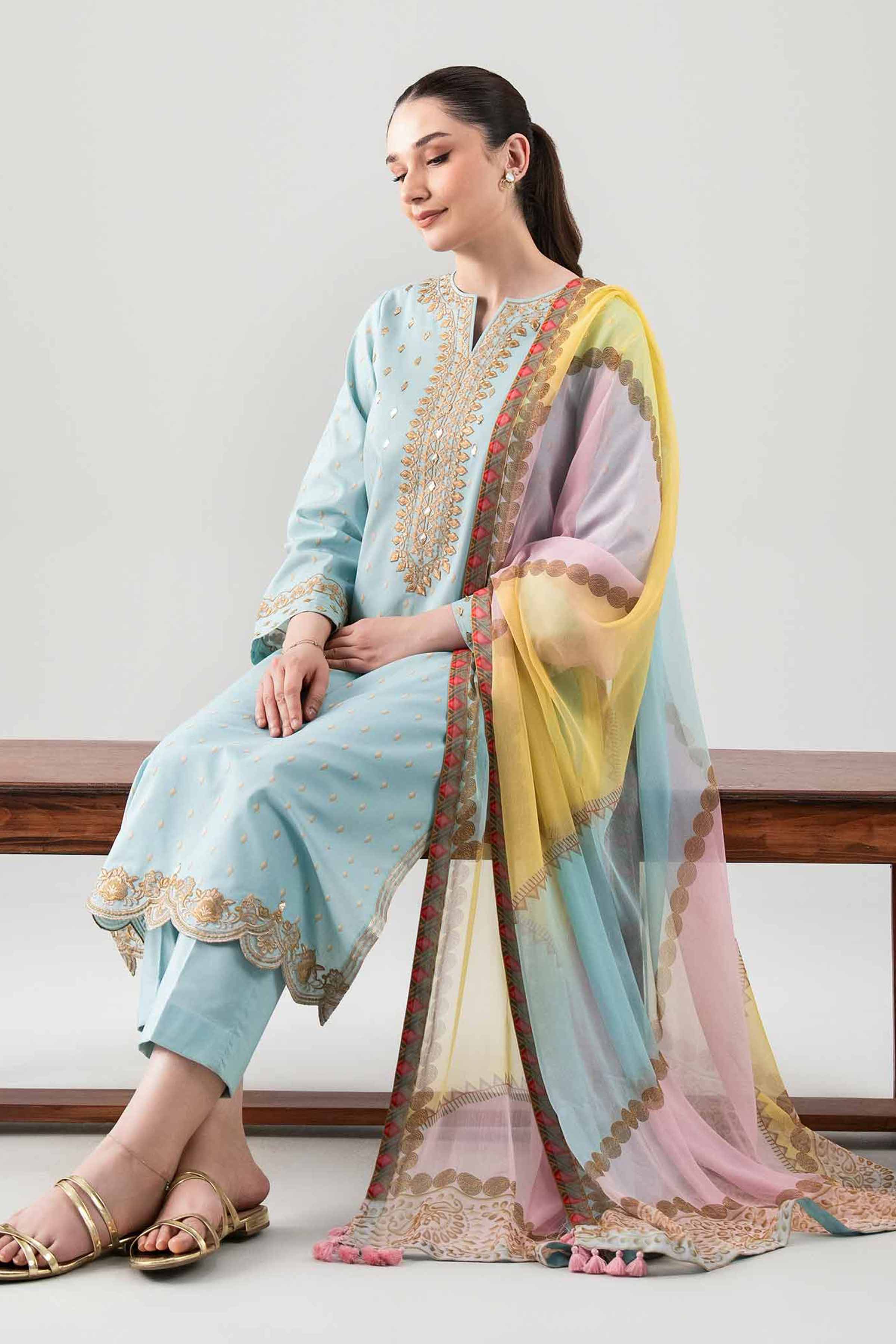 2 Piece - Digital Printed Embroidered Suit - 42601016