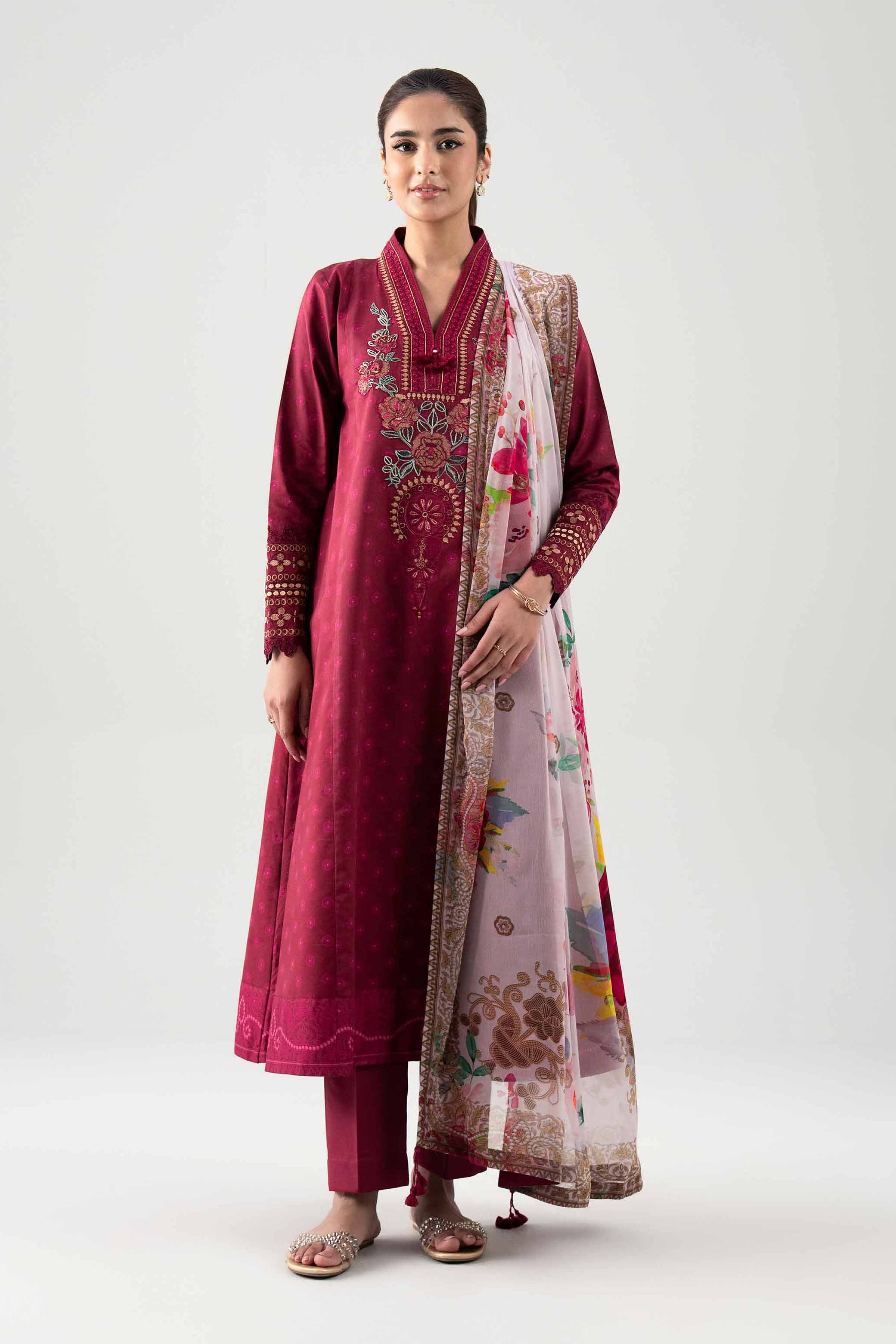 2 Piece - Digital Printed Embroidered Suit - 42601017