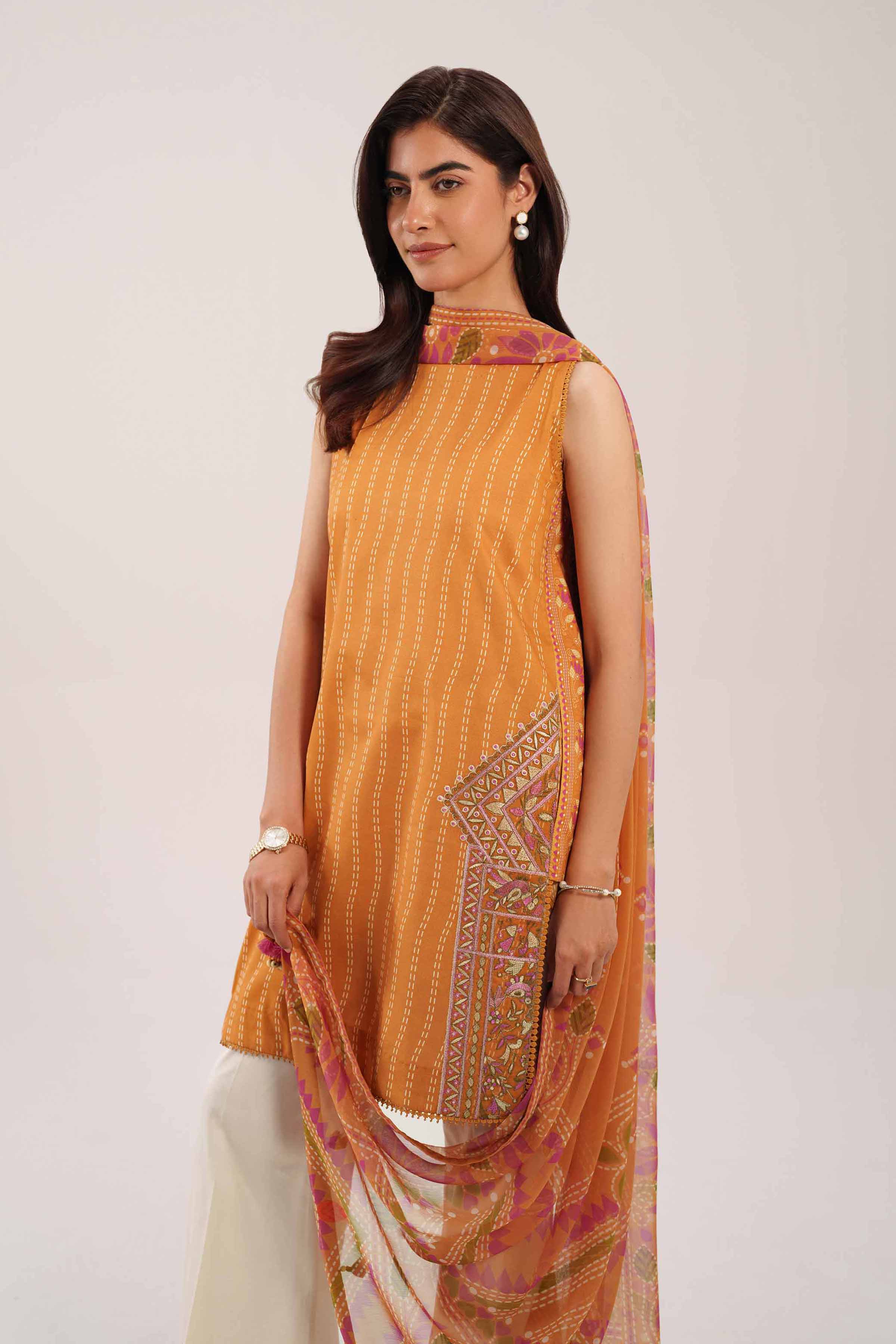 2 Piece - Digital Printed Embroidered Suit - 42601018