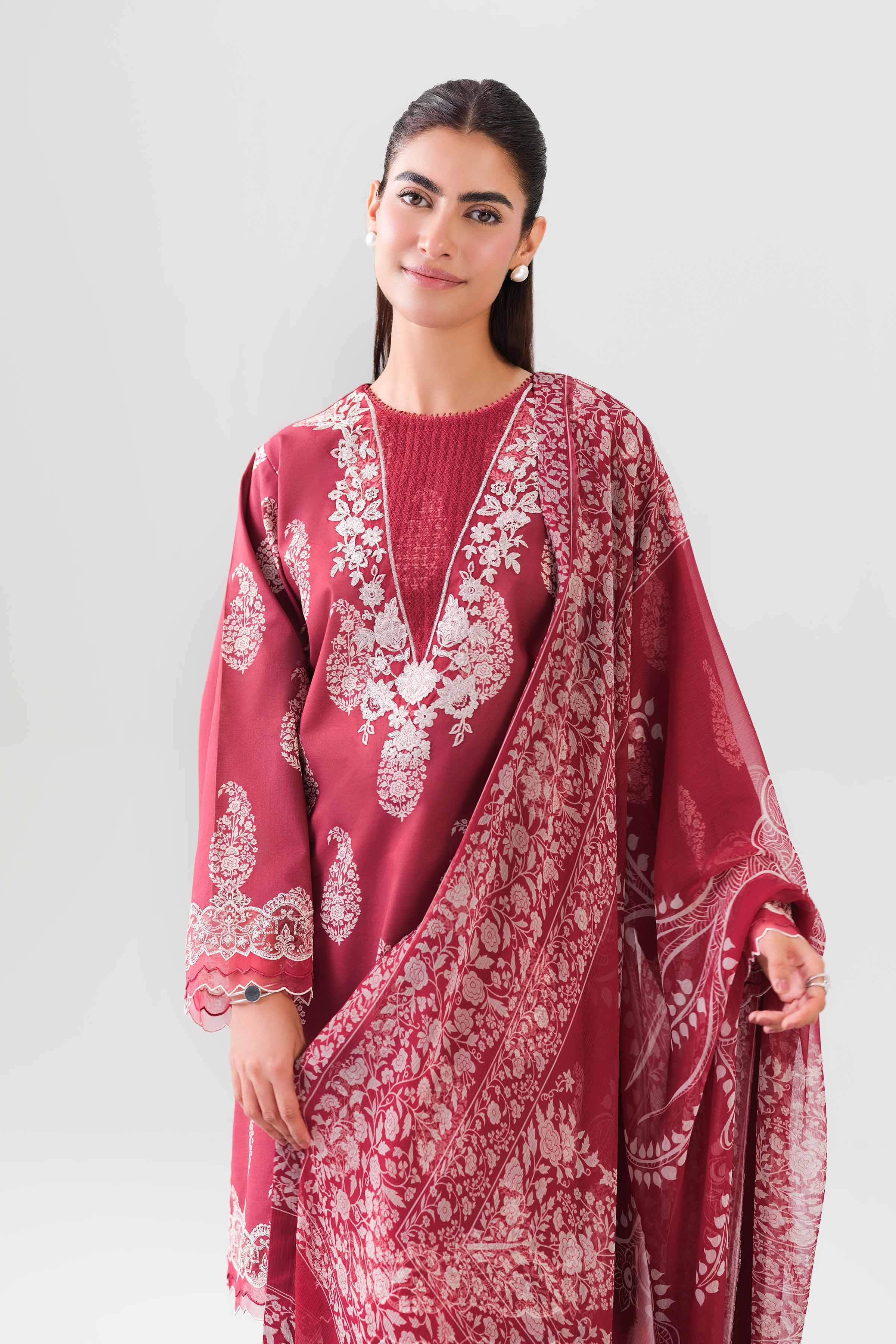 2 Piece - Digital Printed Embroidered Suit - 42601019