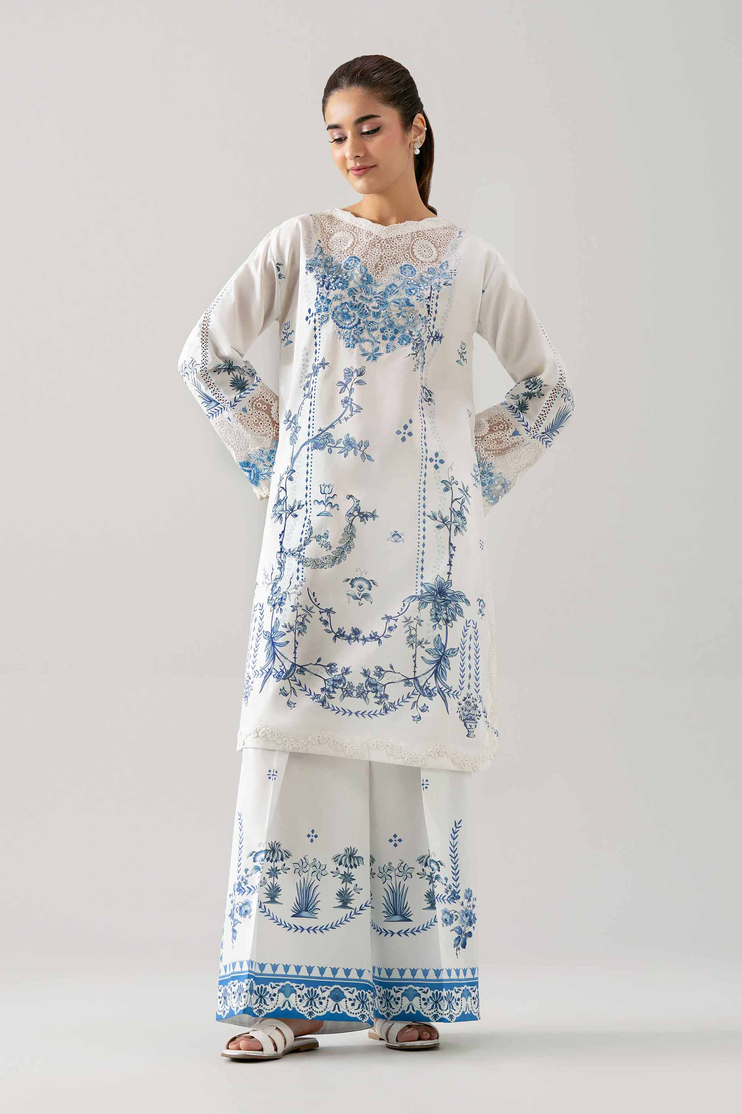 2 Piece - Digital Printed Embroidered Suit - 42601059