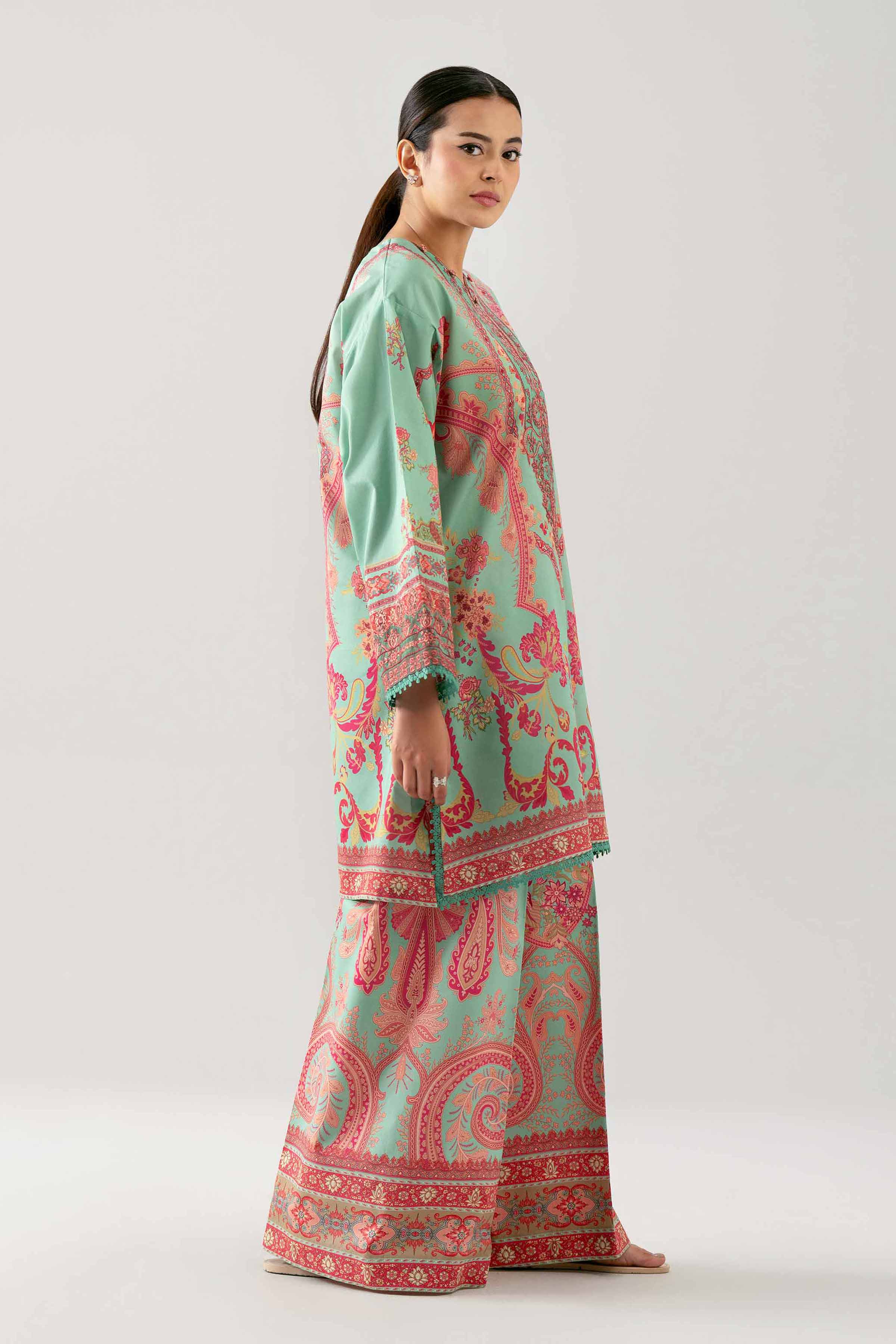 2 Piece - Digital Printed Embroidered Suit - 42601060