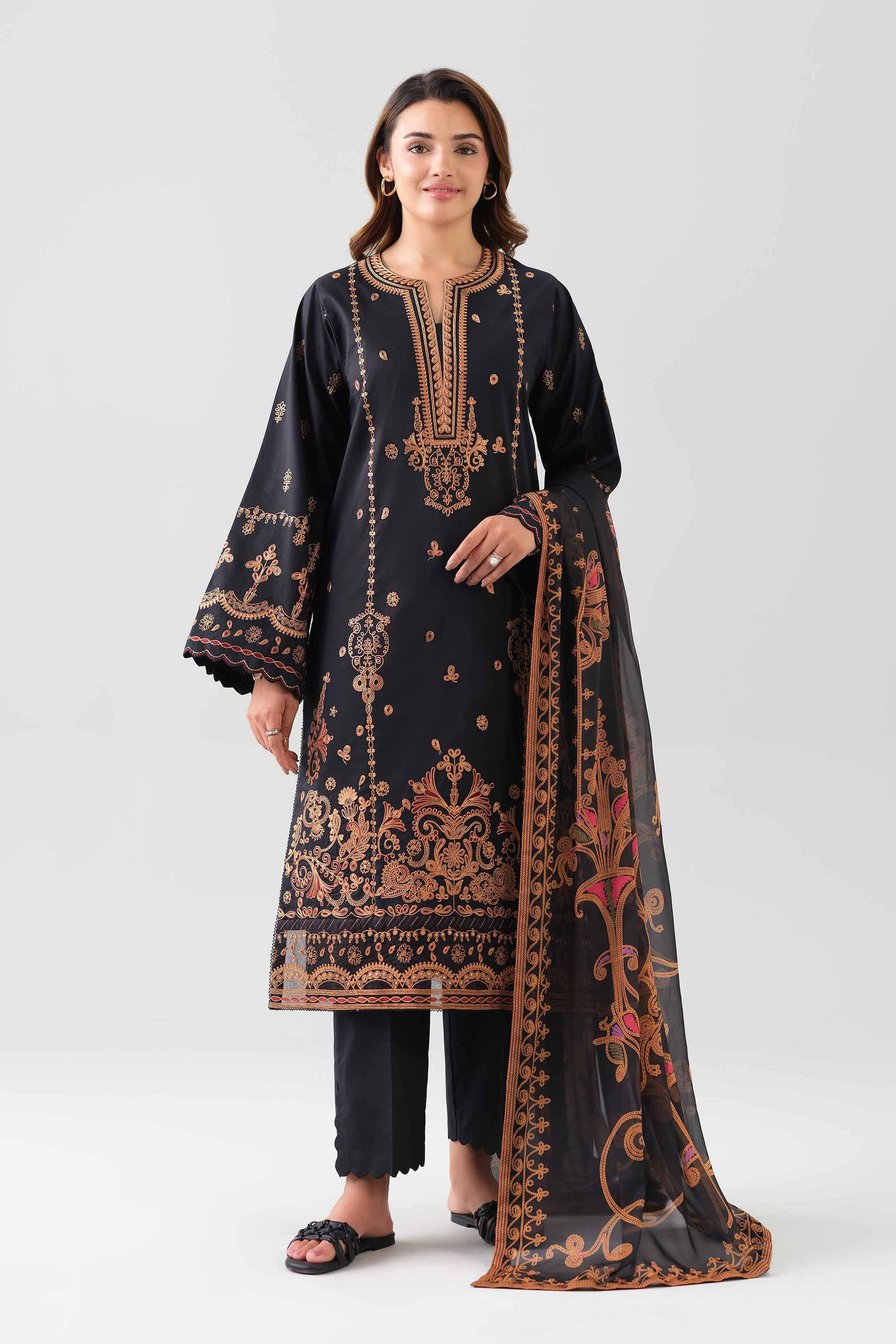 3 Piece - Digital Printed Embroidered Suit - 42601071