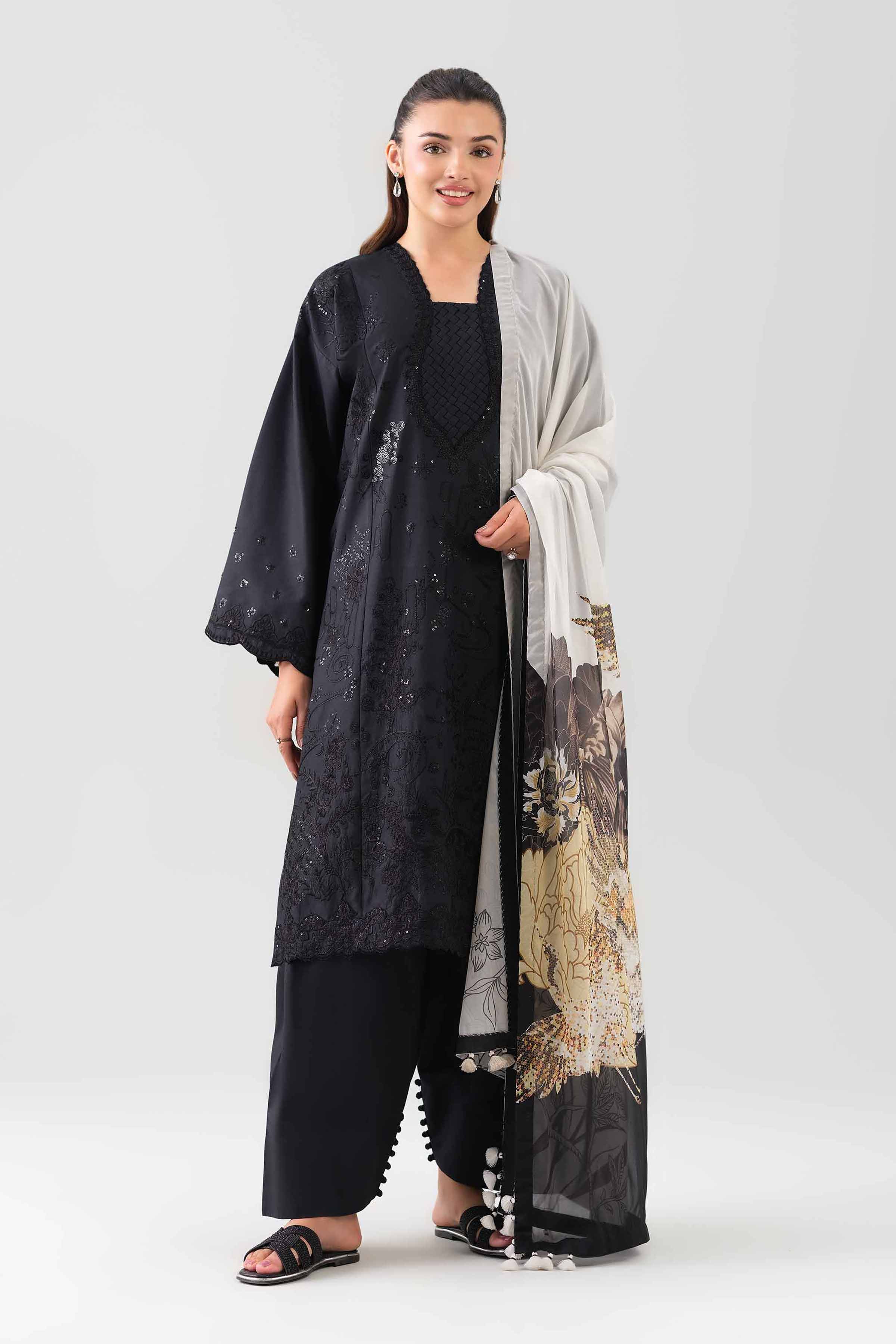 3 Piece - Digital Printed Embroidered Suit - 42601075