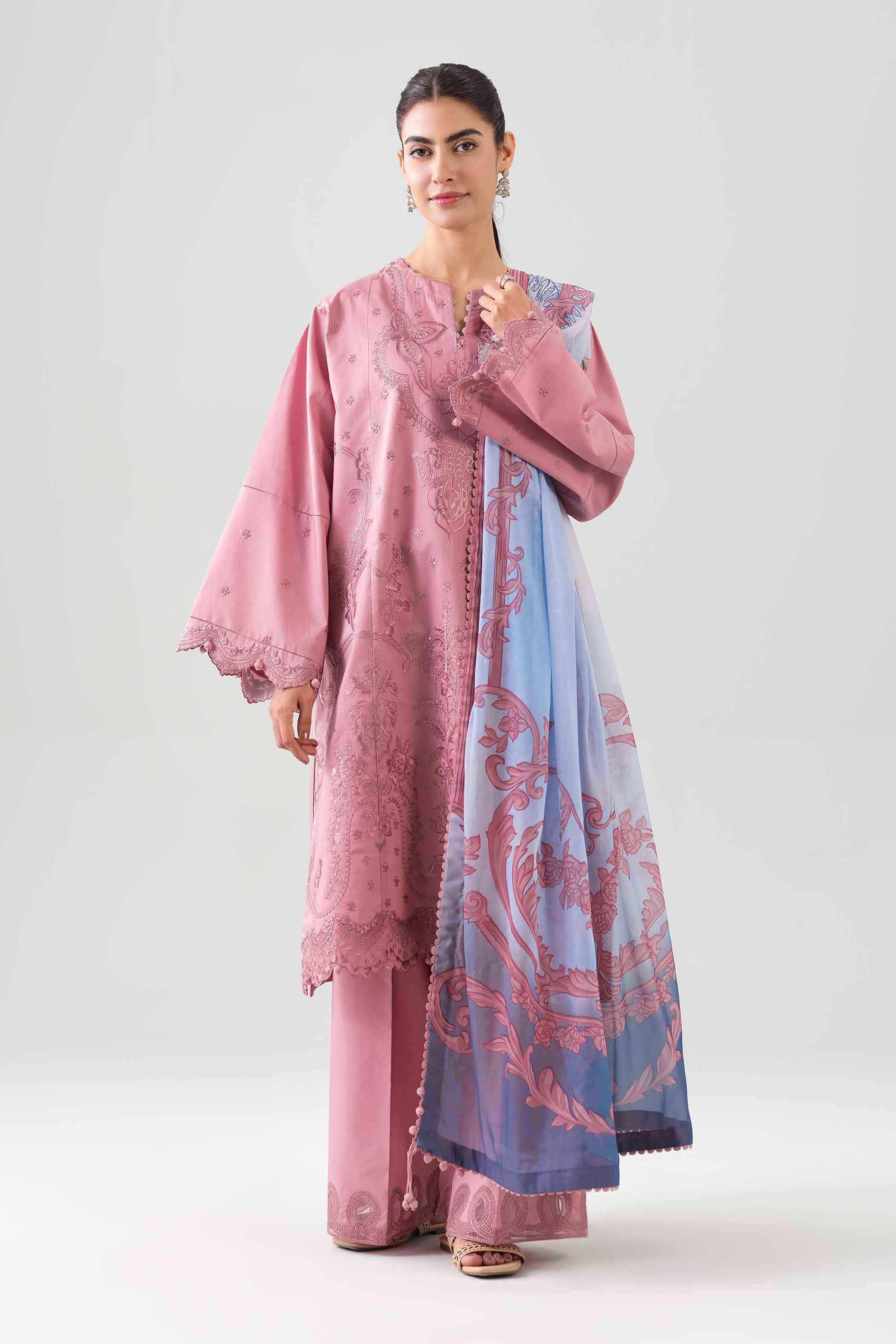 3 Piece - Digital Printed Embroidered Suit - 42601077