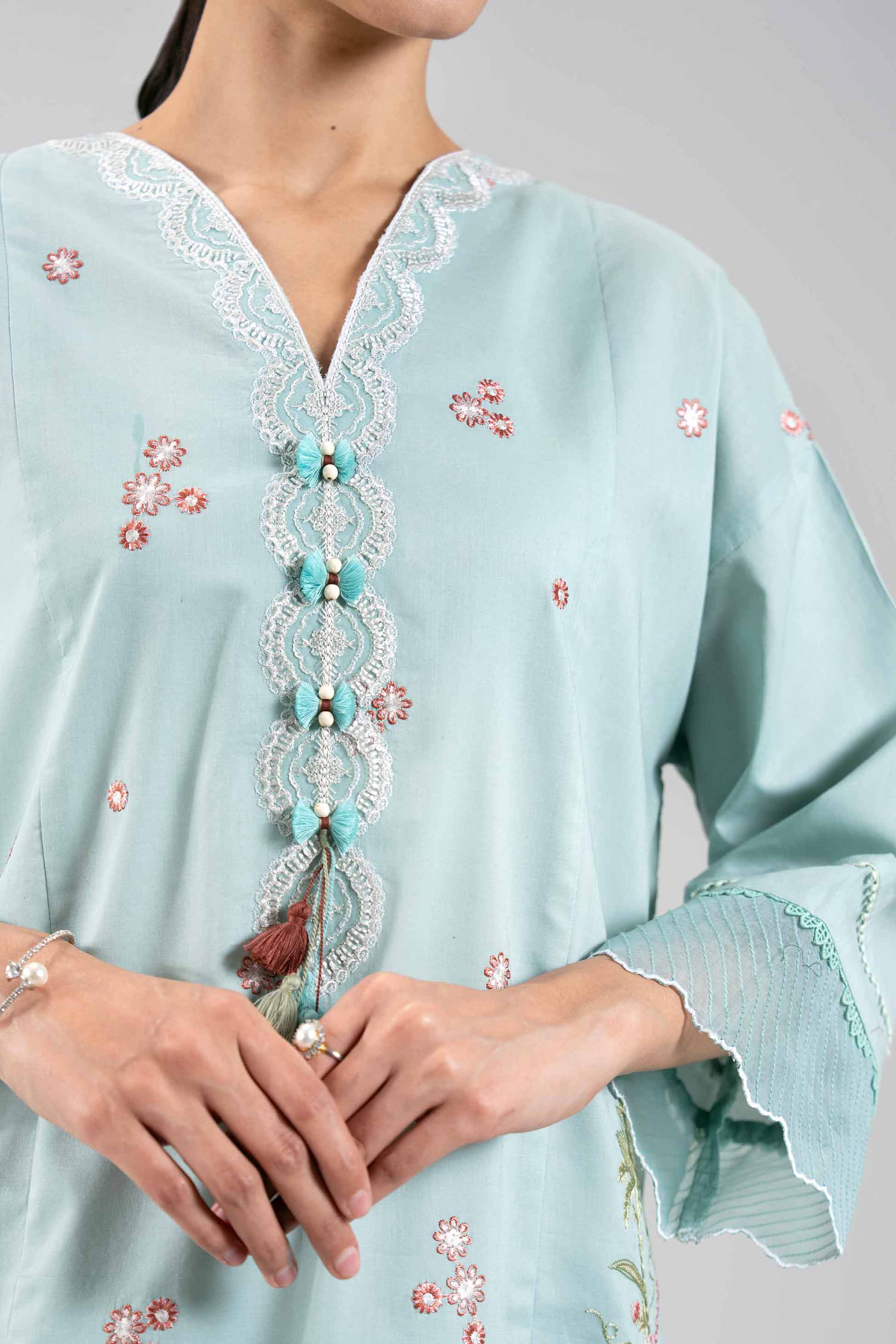 2 Piece - Digital Printed Embroidered Suit - 42601084