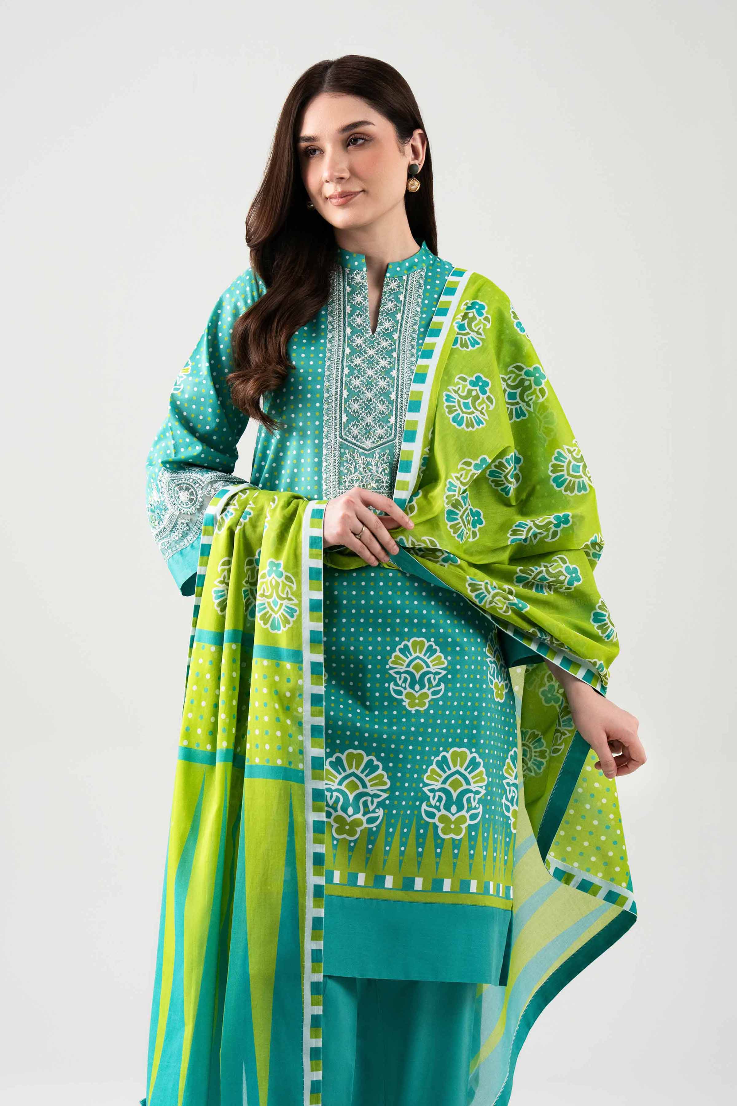 3 Piece - Digital Printed Embroidered Suit - 42601105