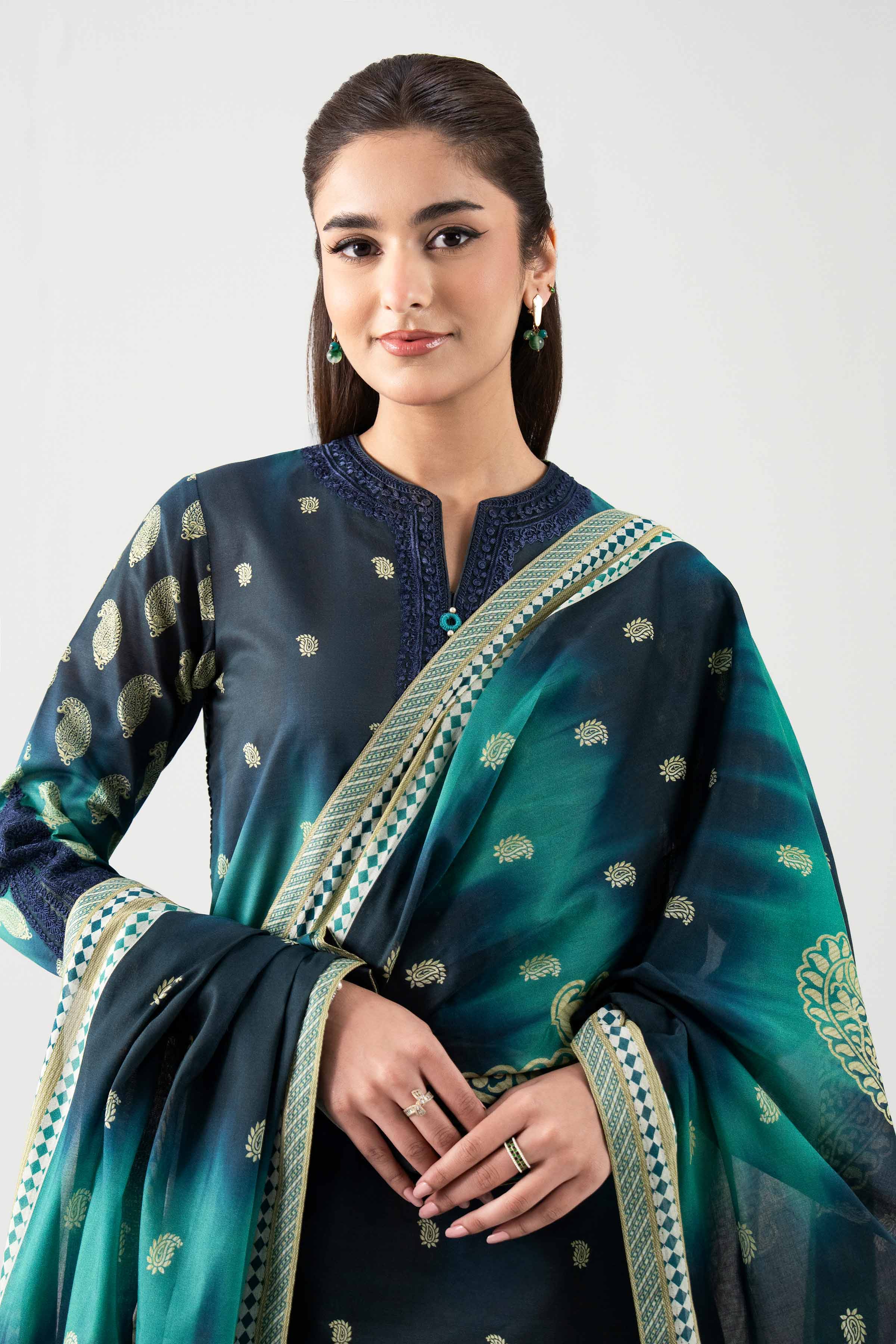 3 Piece - Digital Printed Embroidered Suit - 42601108