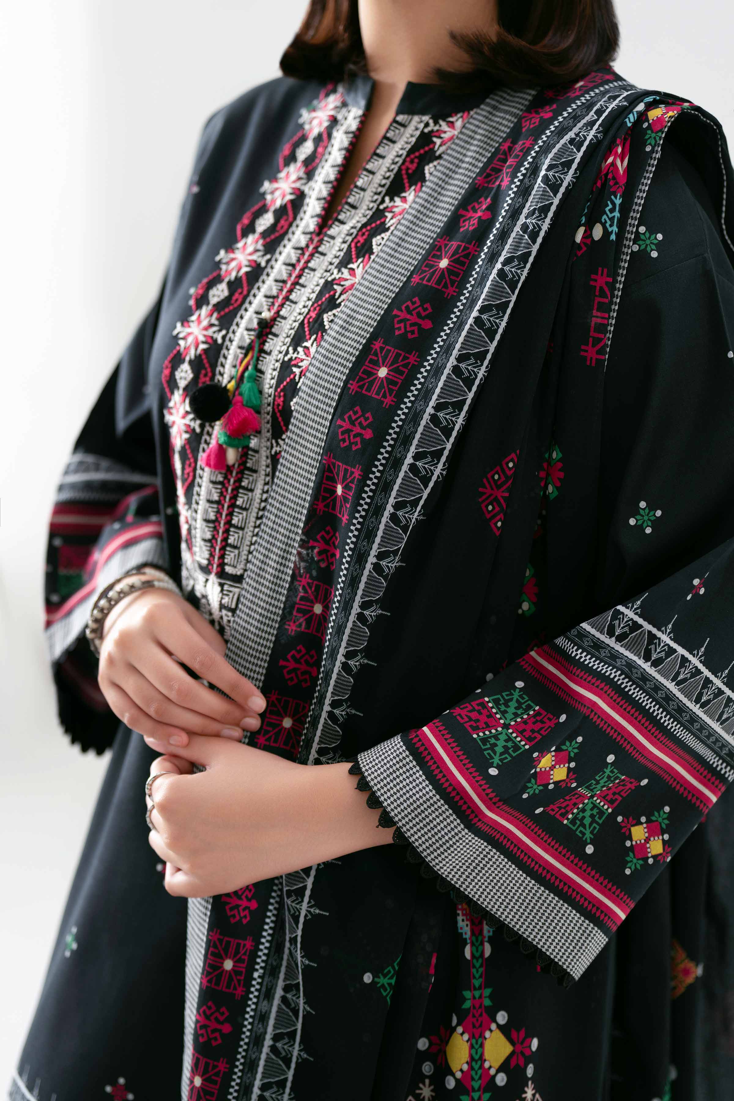 3 Piece - Digital Printed Embroidered Suit - 42601110