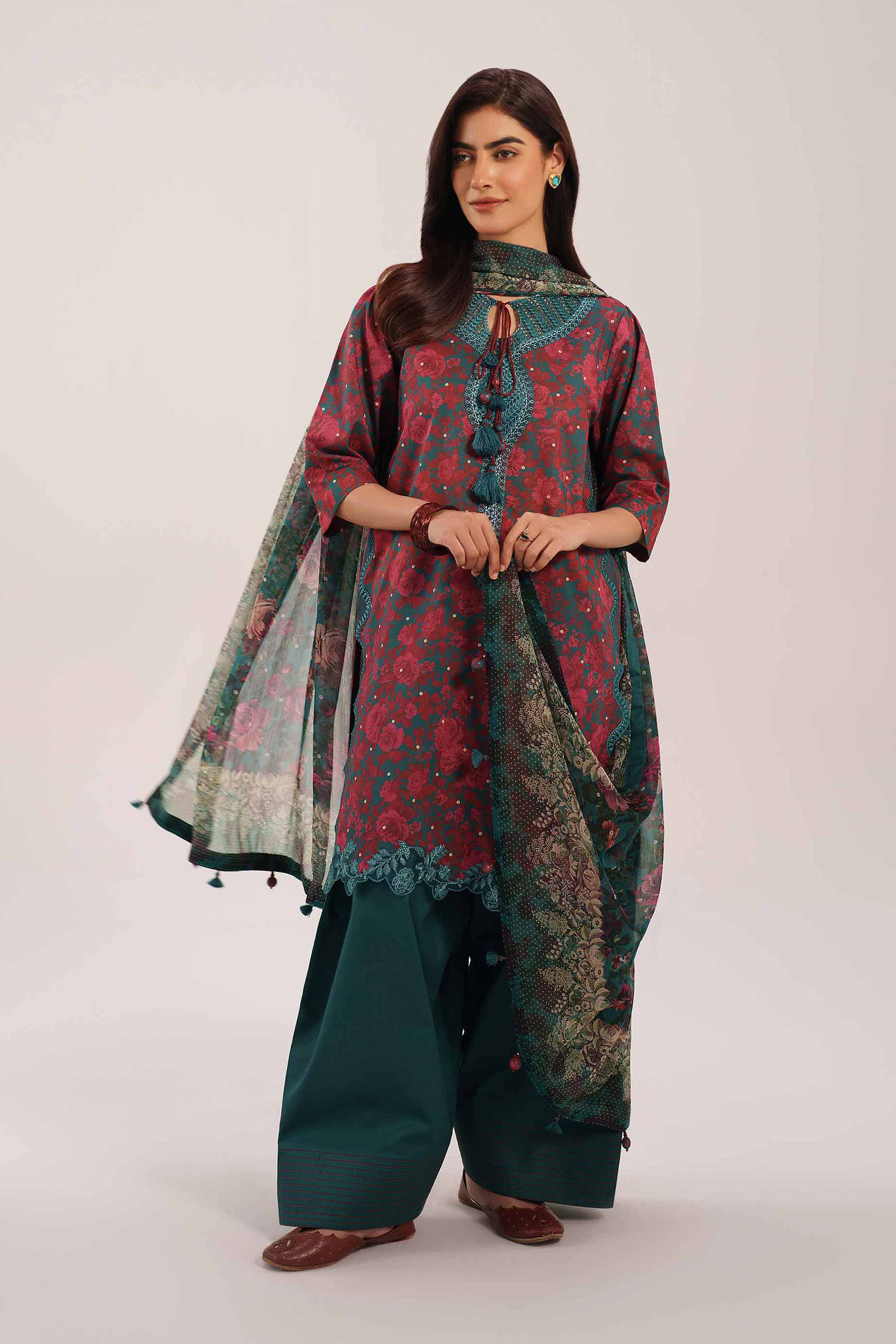 3 Piece - Digital Printed Embroidered Suit - 42601146