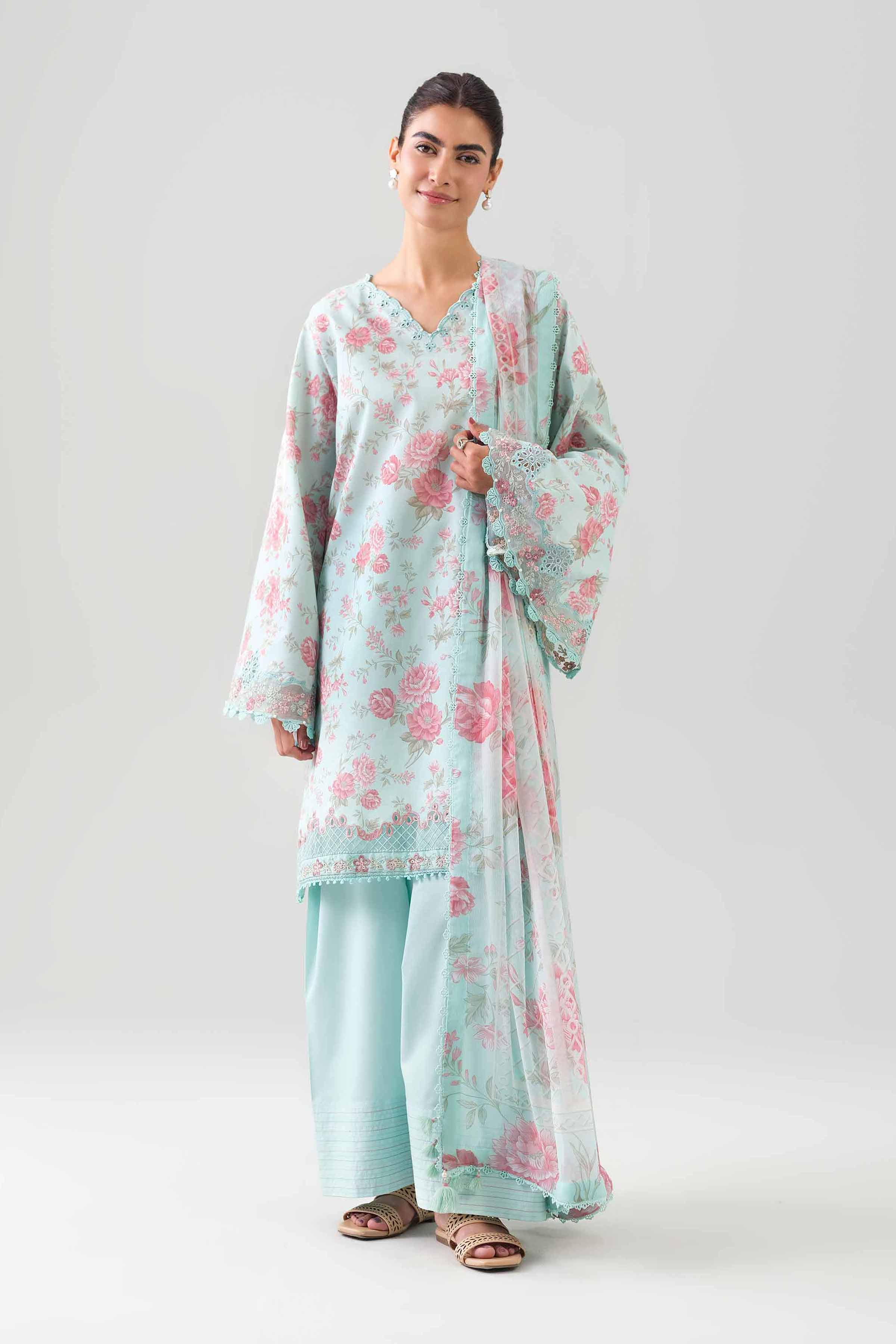 3 Piece - Digital Printed Embroidered Suit - 42601147