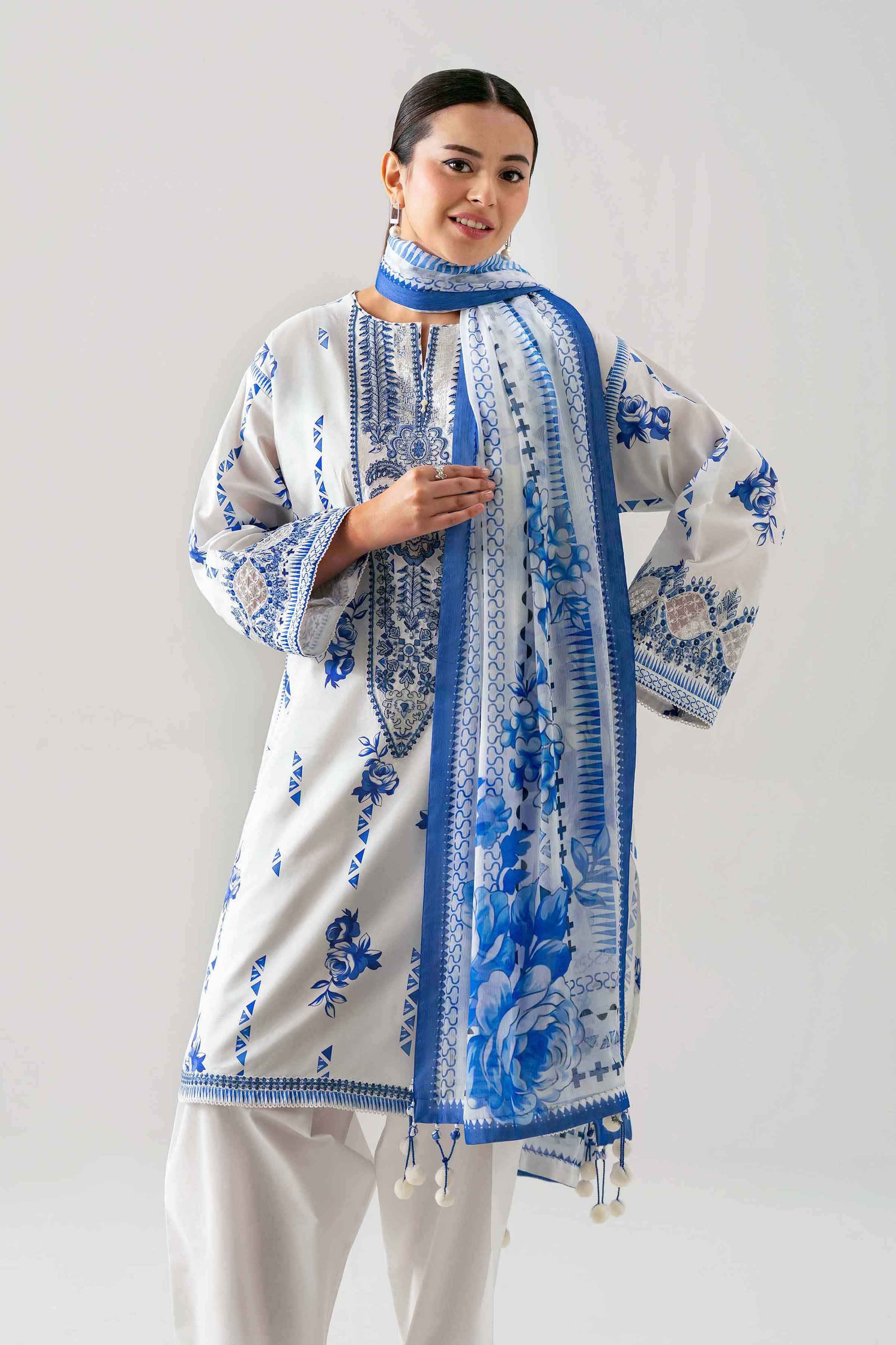 3 Piece - Digital Printed Embroidered Suit - 42601148