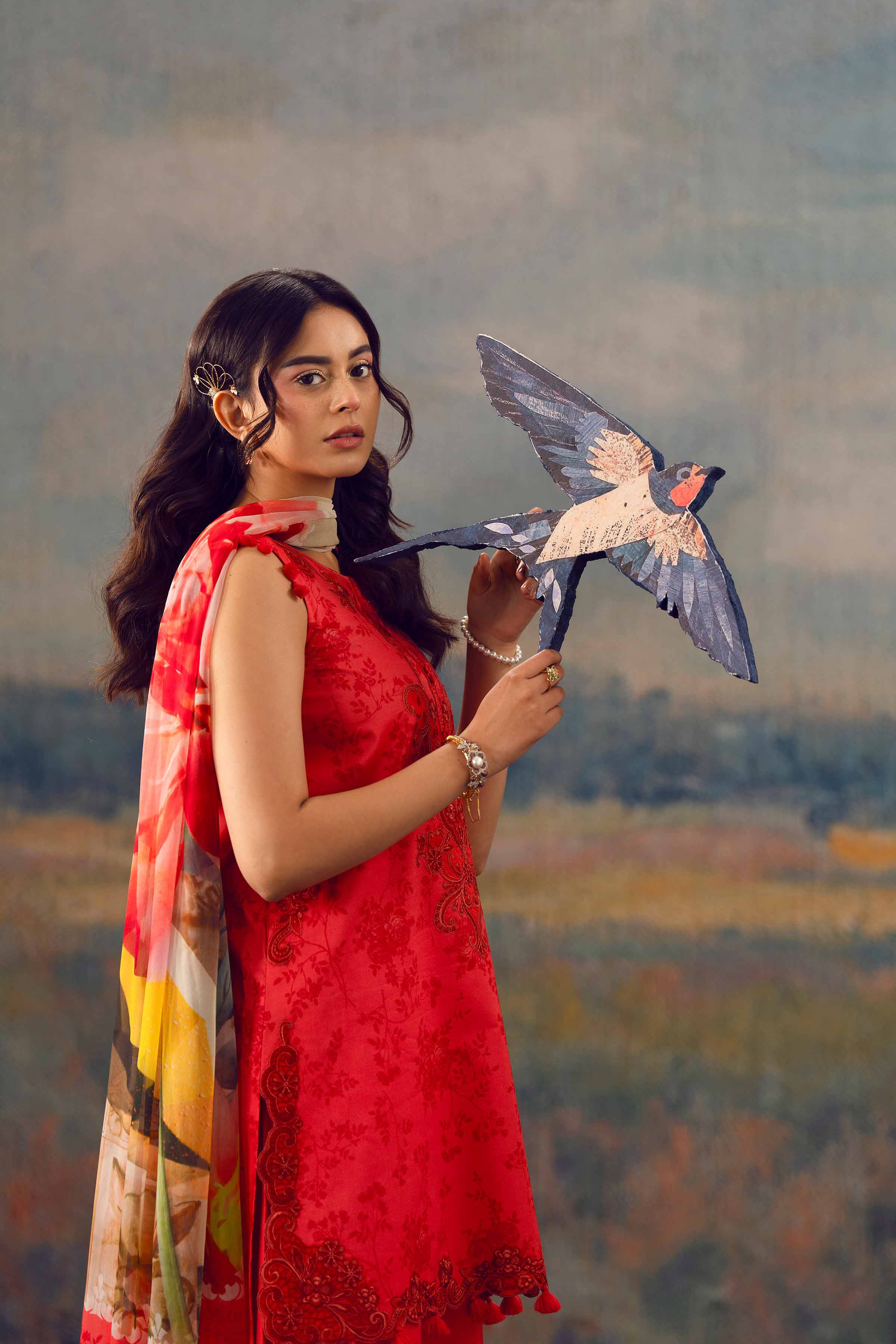 3 Piece - Digital Printed Embroidered Suit - 42601150