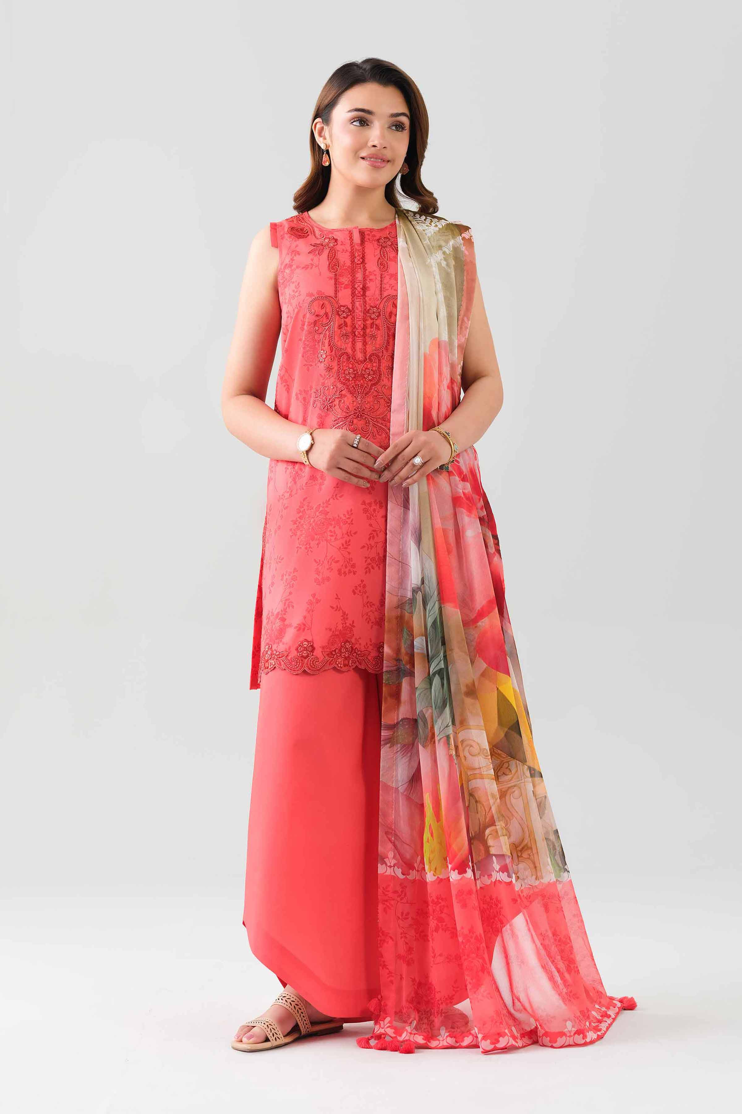 3 Piece - Digital Printed Embroidered Suit - 42601150