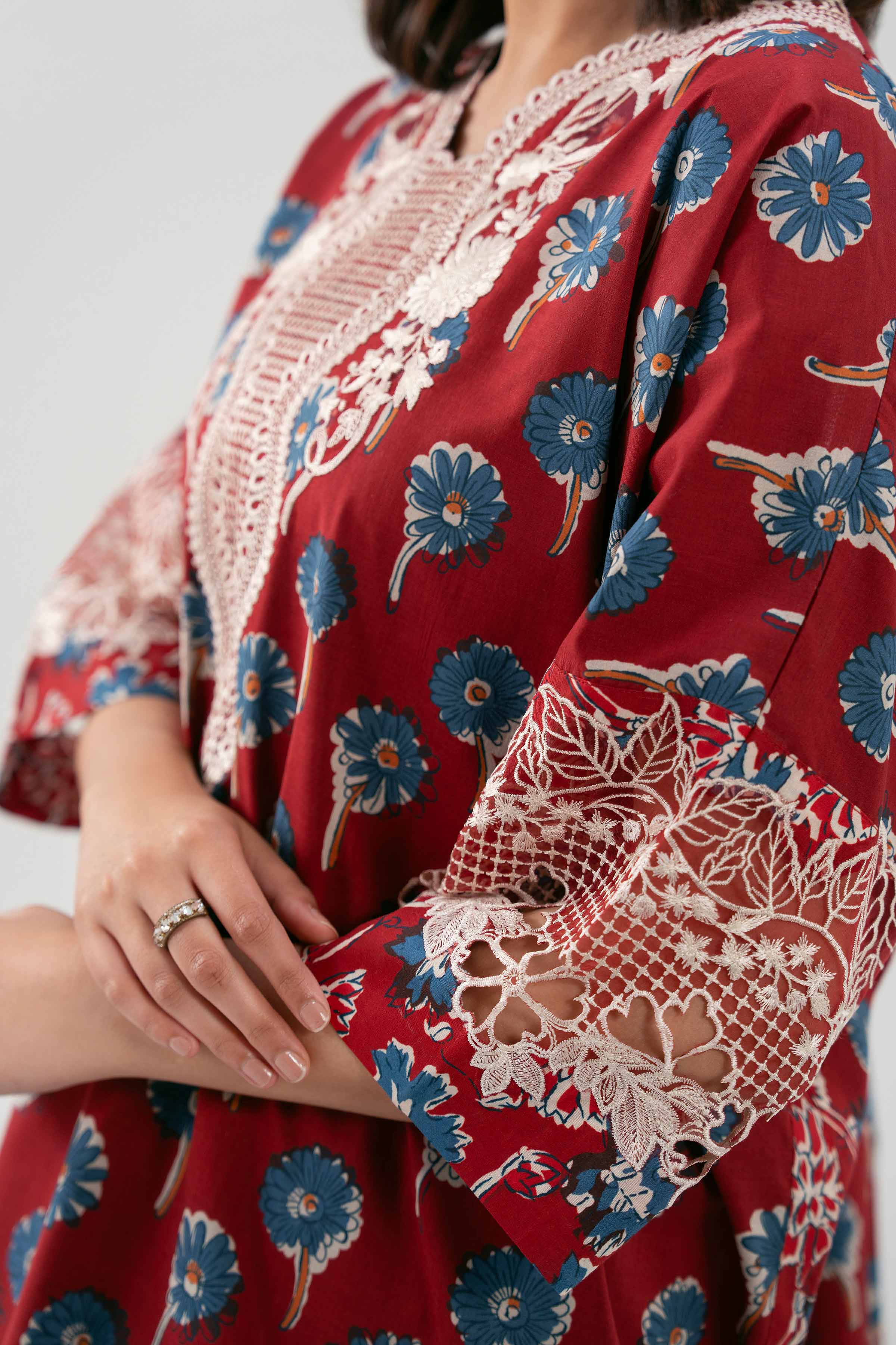 3 Piece - Printed Embroidered Suit - 42601165