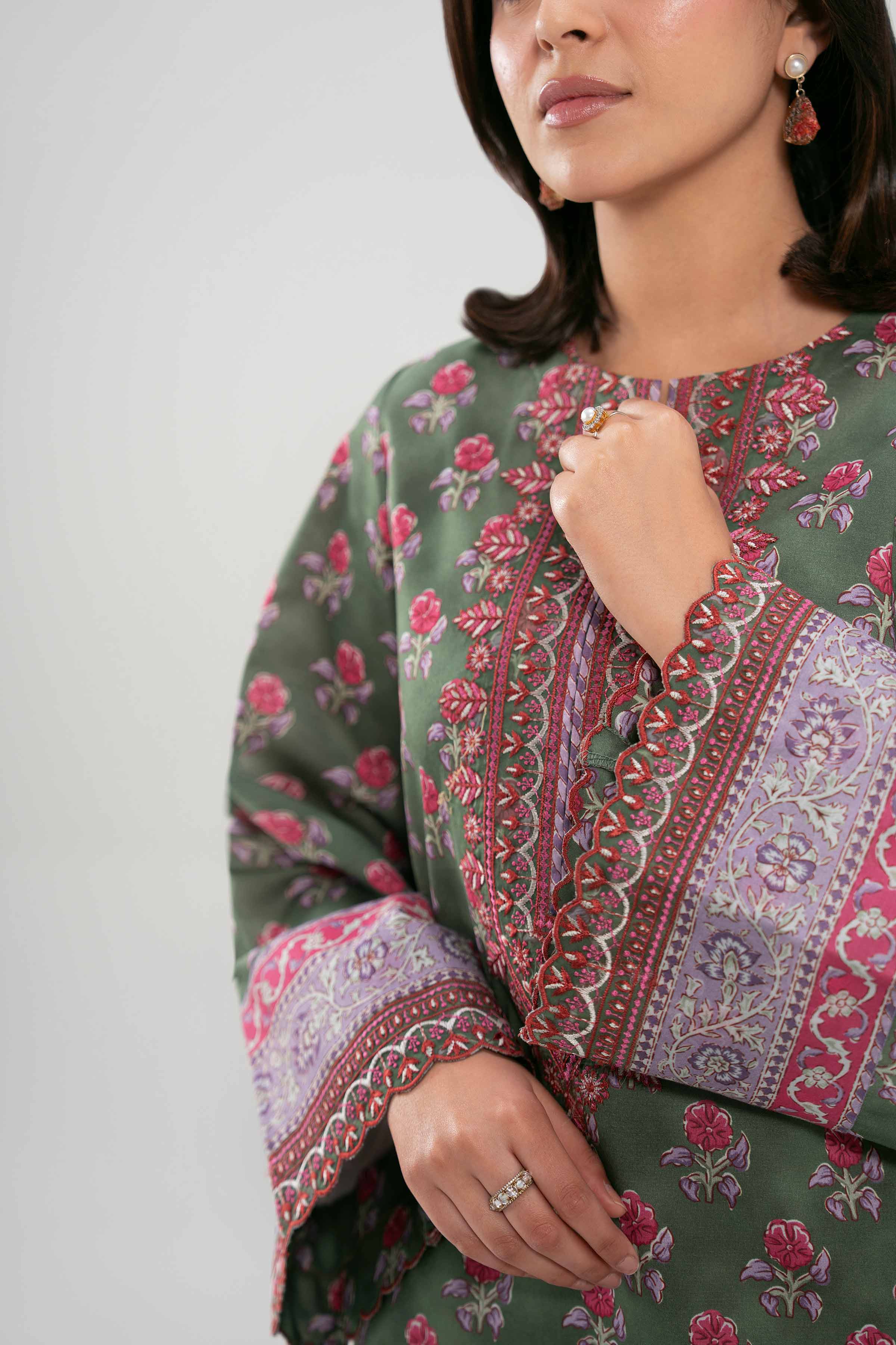 3 Piece - Printed Embroidered Suit - 42601167