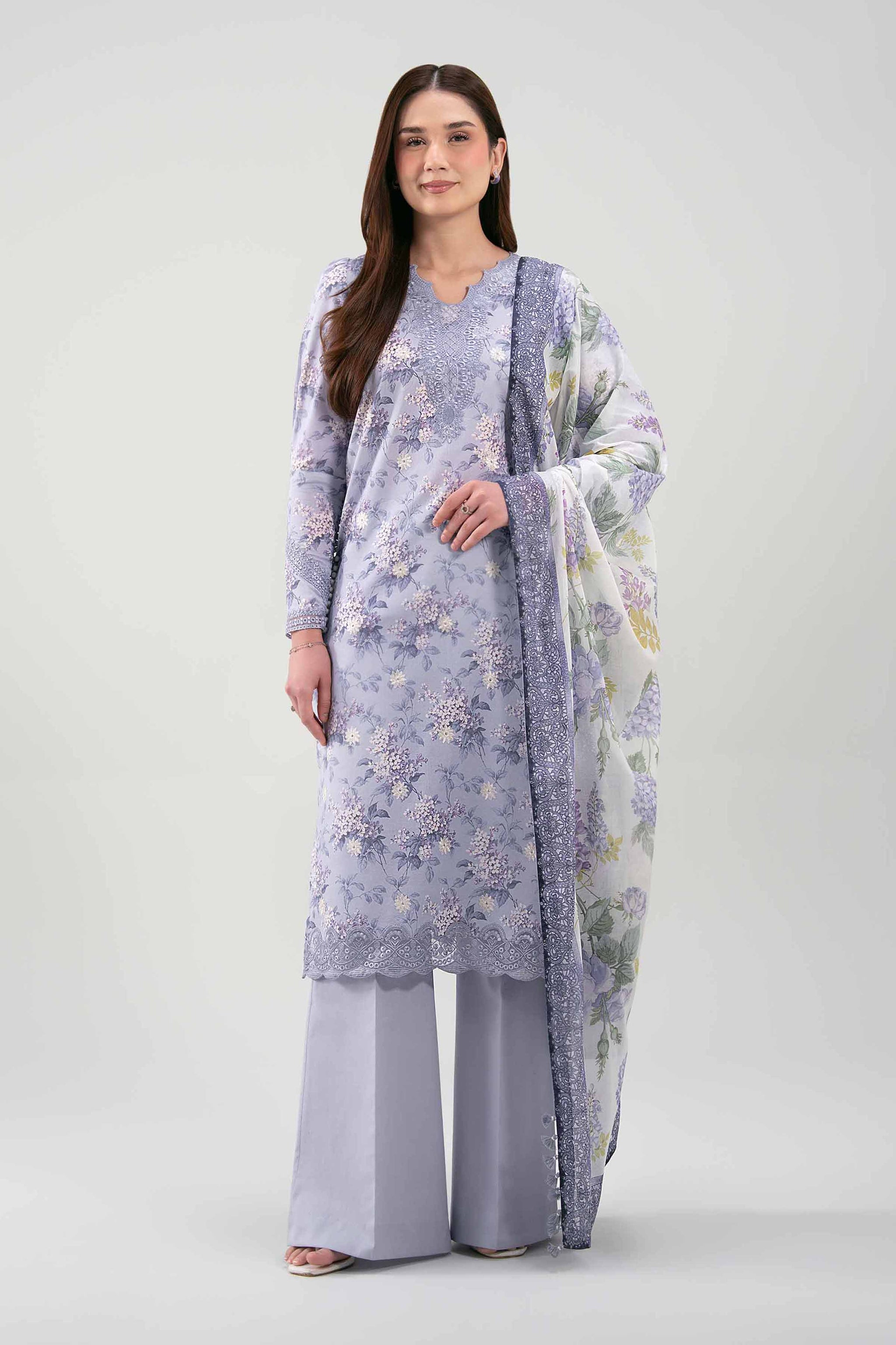 3 Piece - Digital Printed Embroidered Suit - 42601191