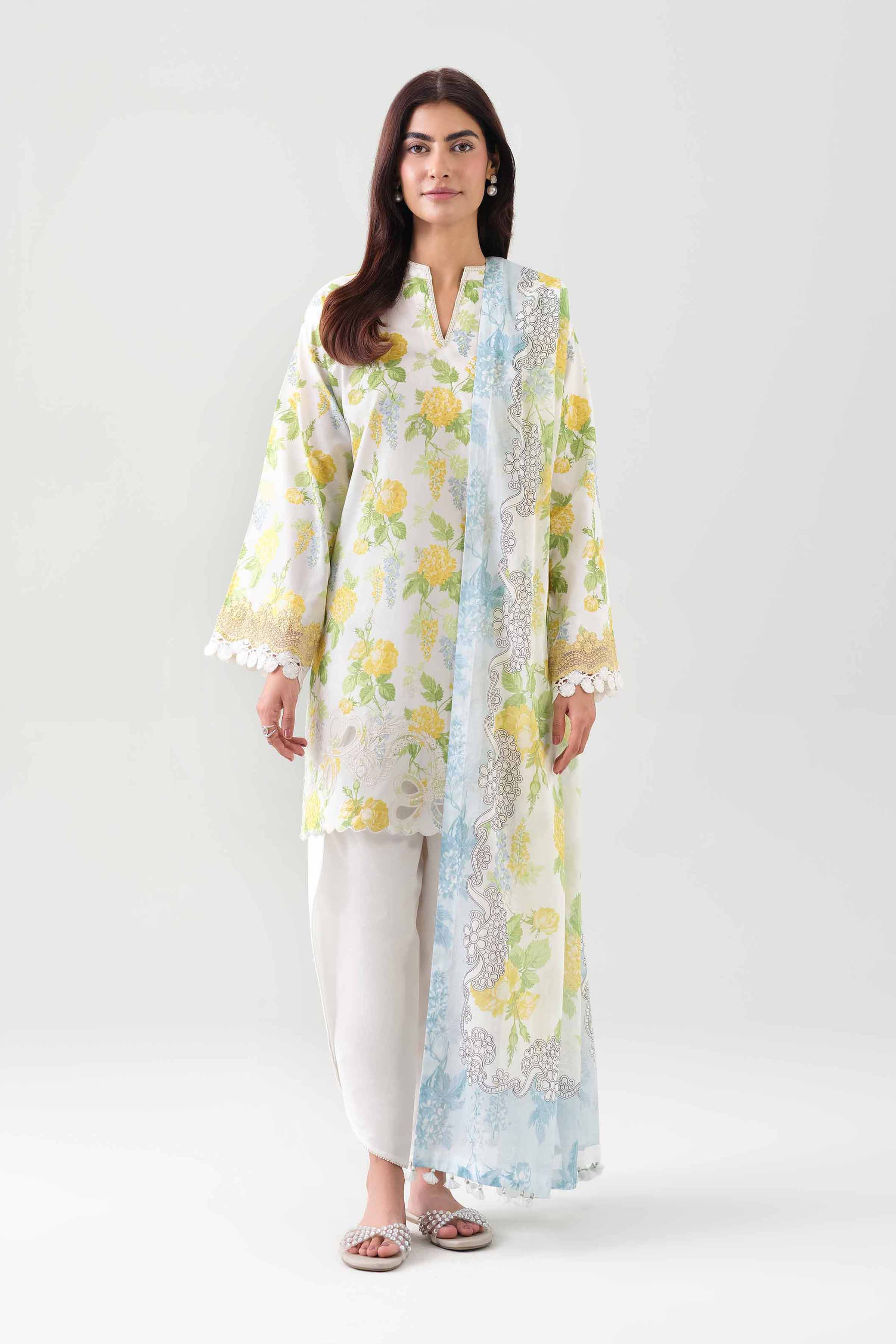 3 Piece - Digital Printed Embroidered Suit - 42601193