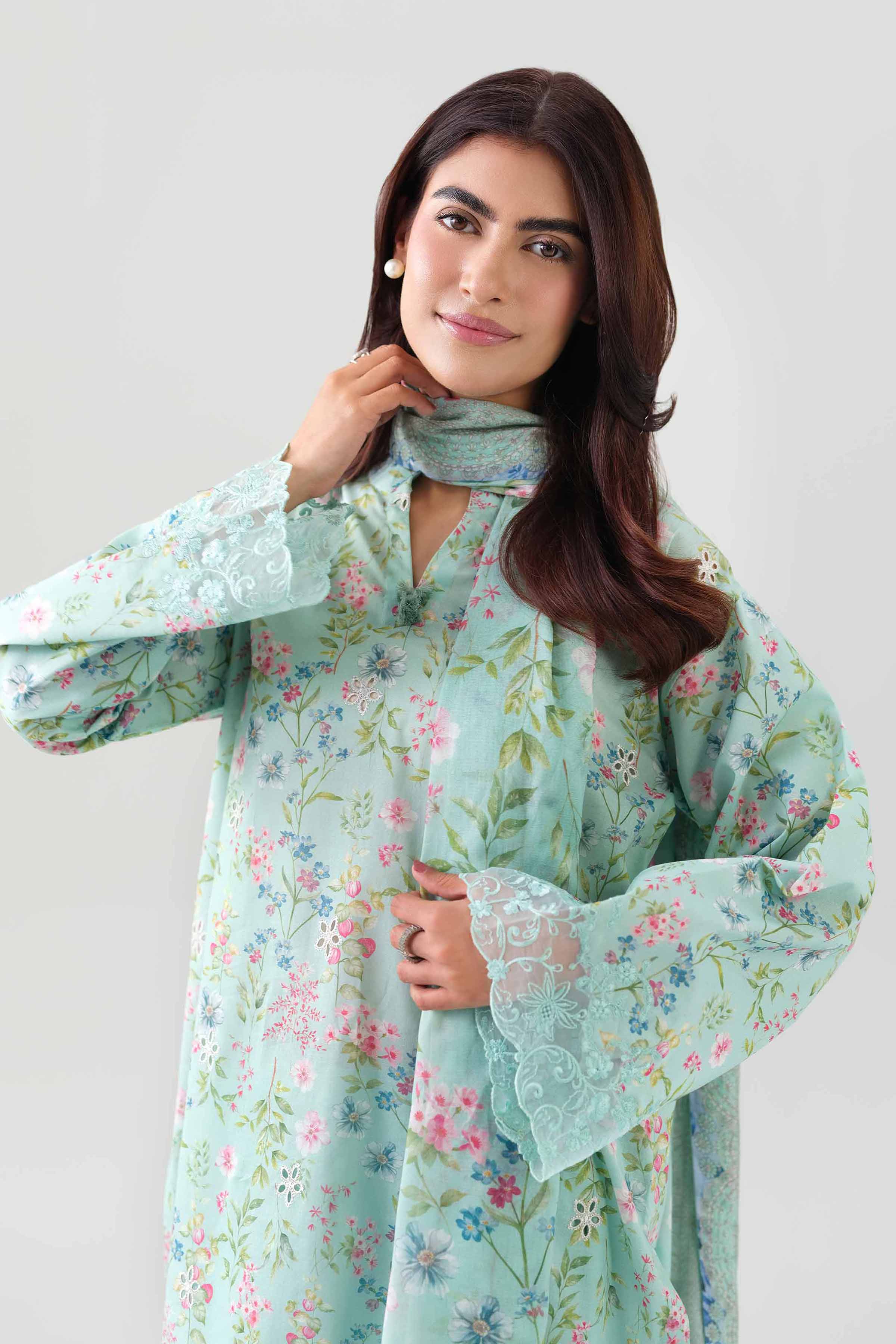 3 Piece - Digital Printed Embroidered Suit - 42601194