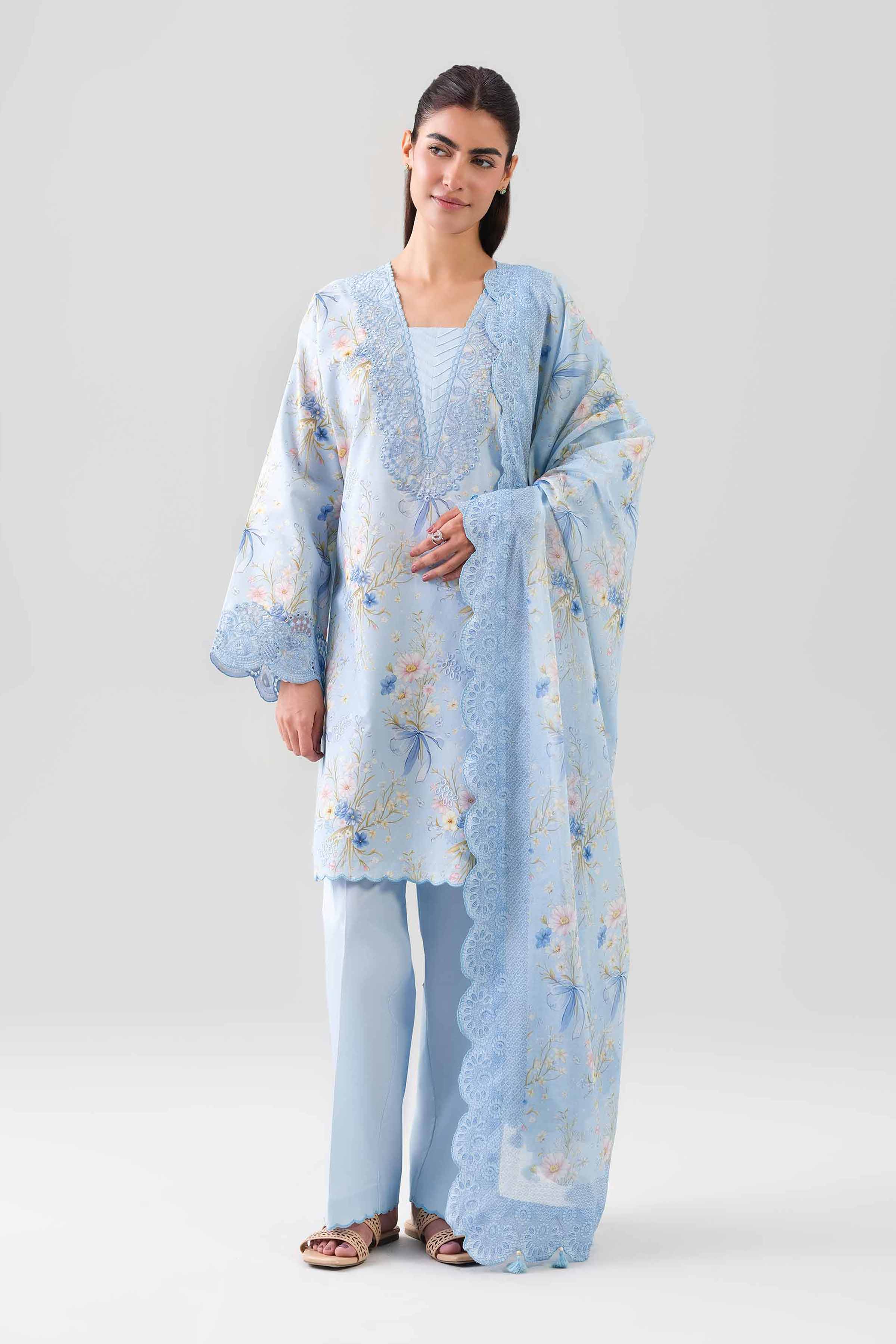 3 Piece - Digital Printed Embroidered Suit - 42601197