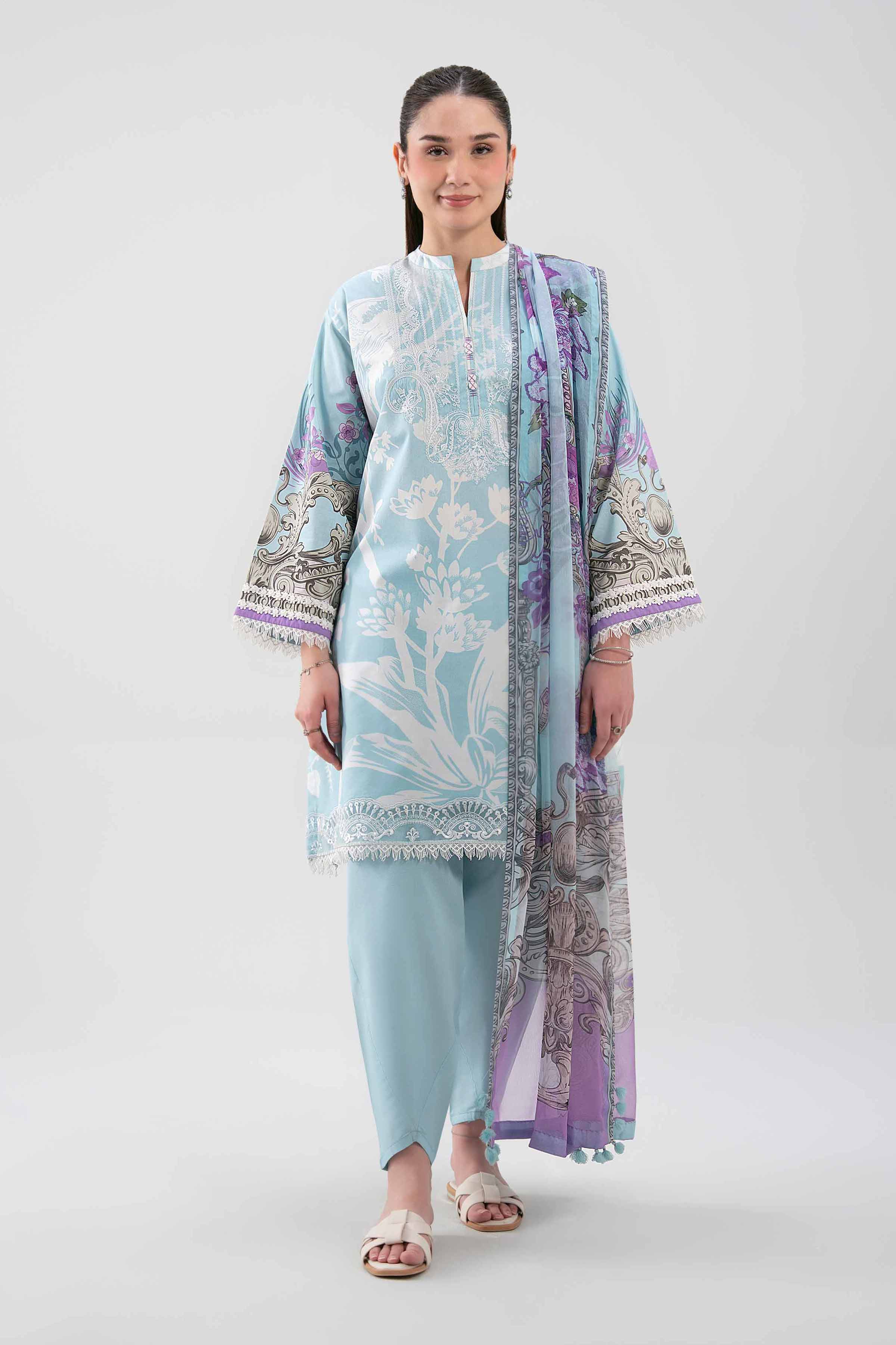 3 Piece - Digital Printed Embroidered Suit - 42601211 for Women - Unstitched Collection | Nishat | Shop Online