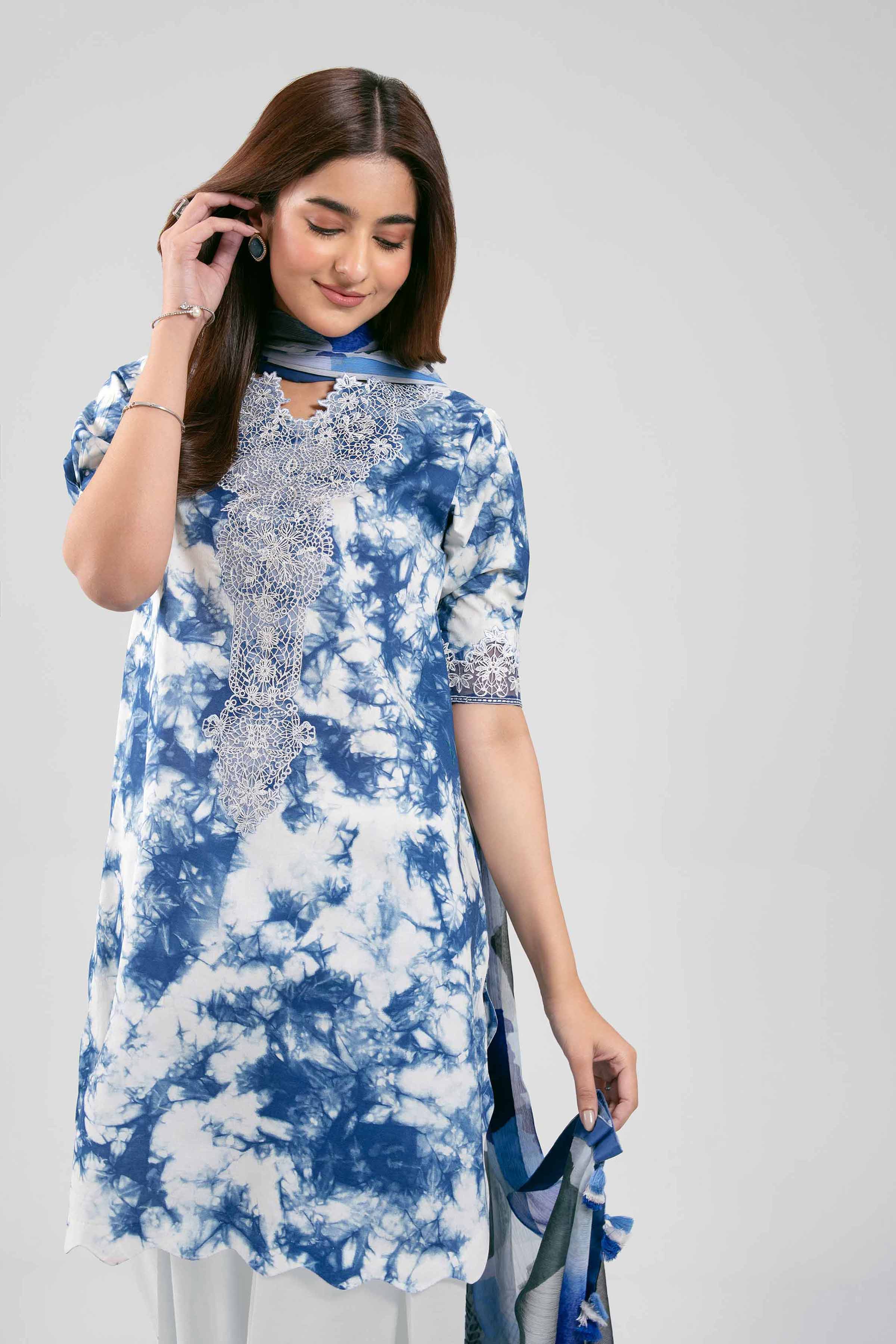 3 Piece - Digital Printed Embroidered Suit - 42601213