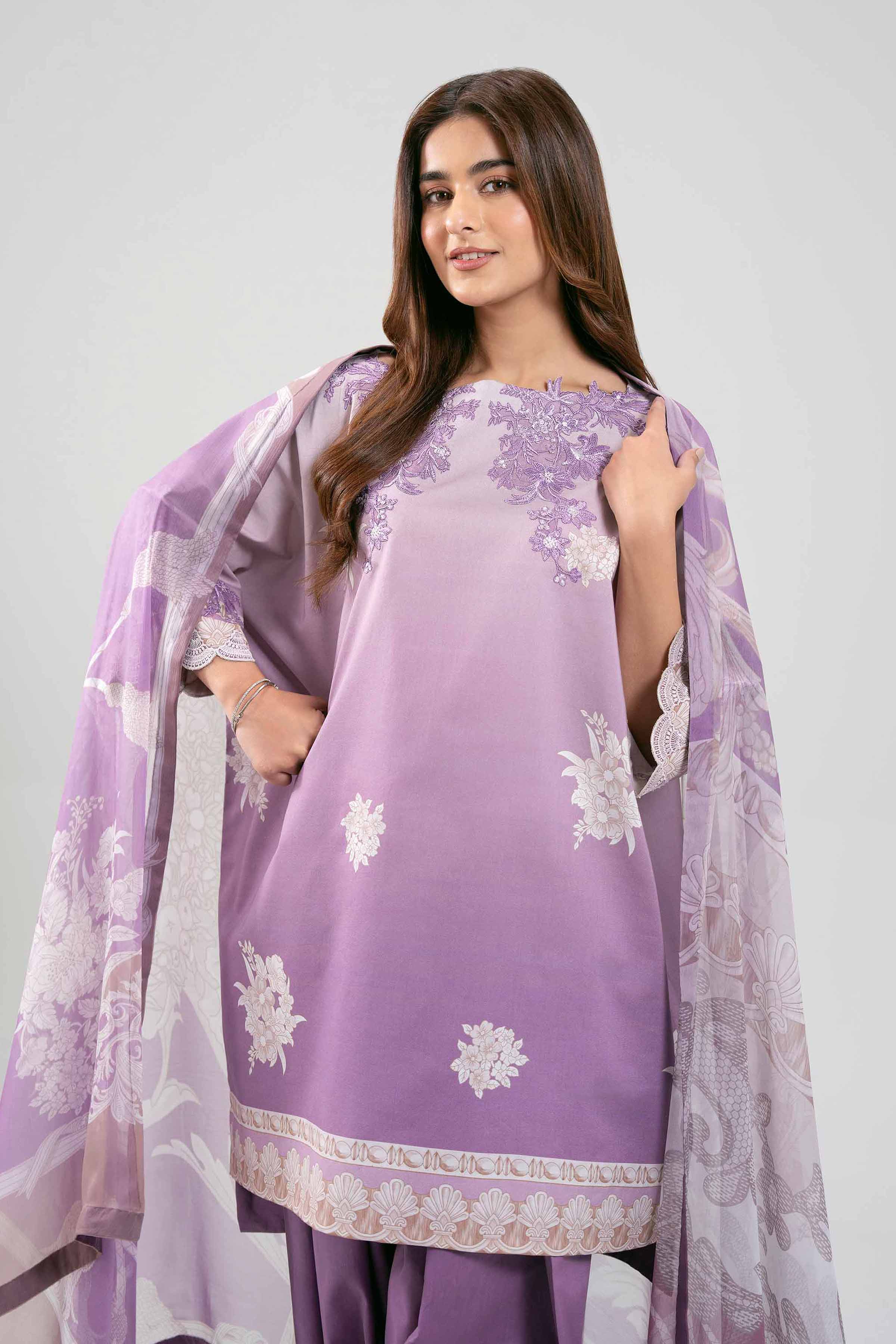 3 Piece - Digital Printed Embroidered Suit - 42601216