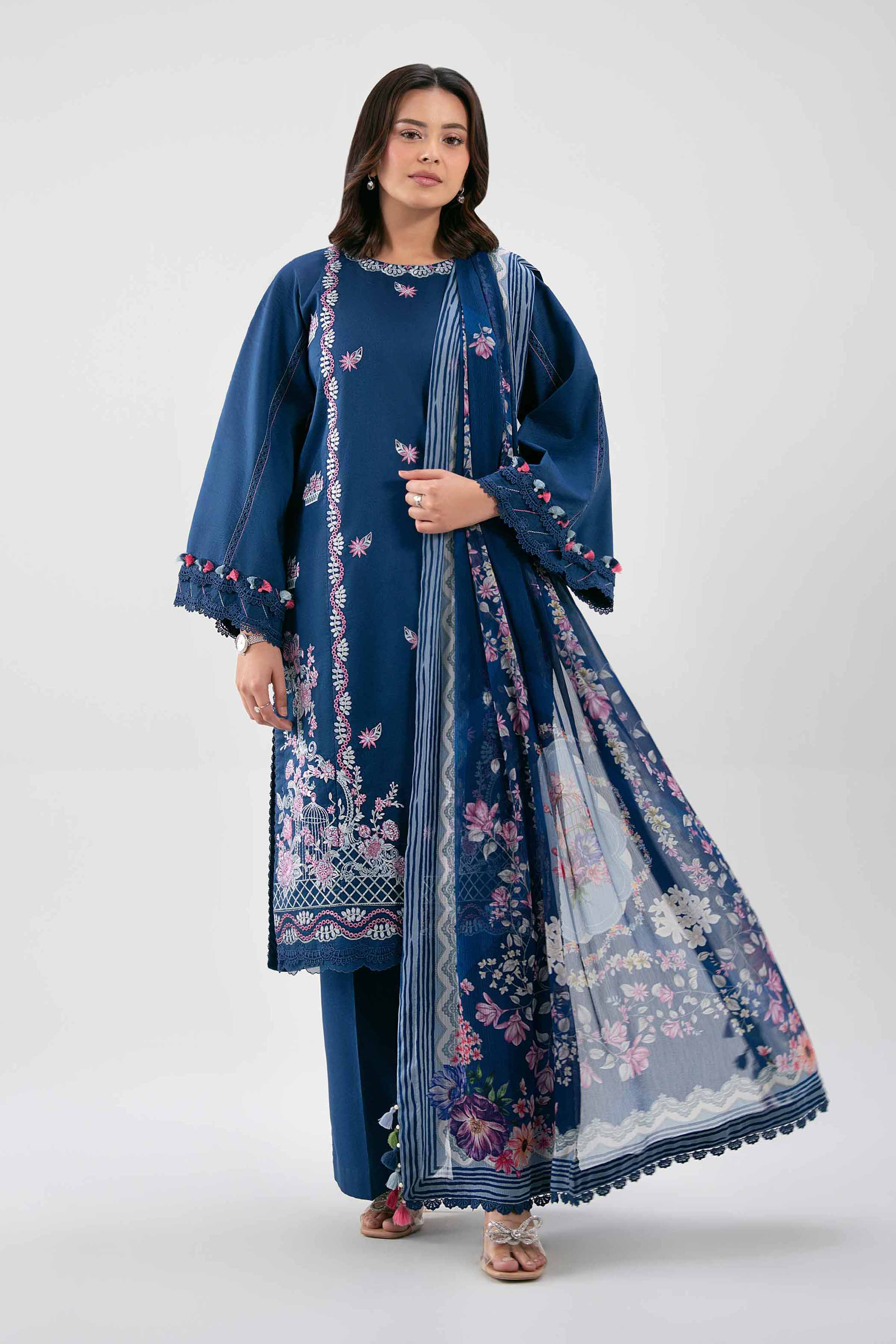 3 Piece - Digital Printed Embroidered Suit - 42601225