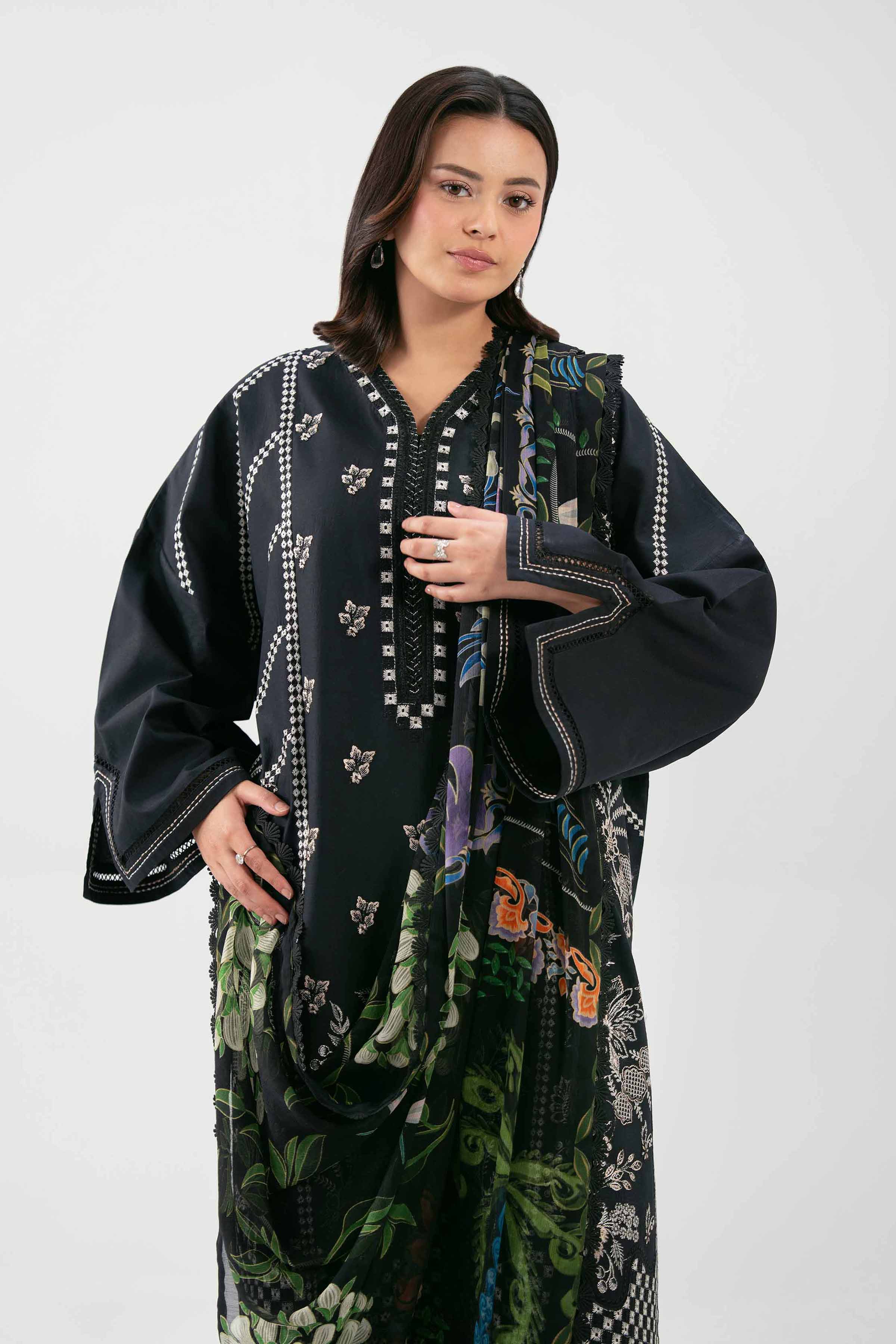 3 Piece - Digital Printed Embroidered Suit - 42601226