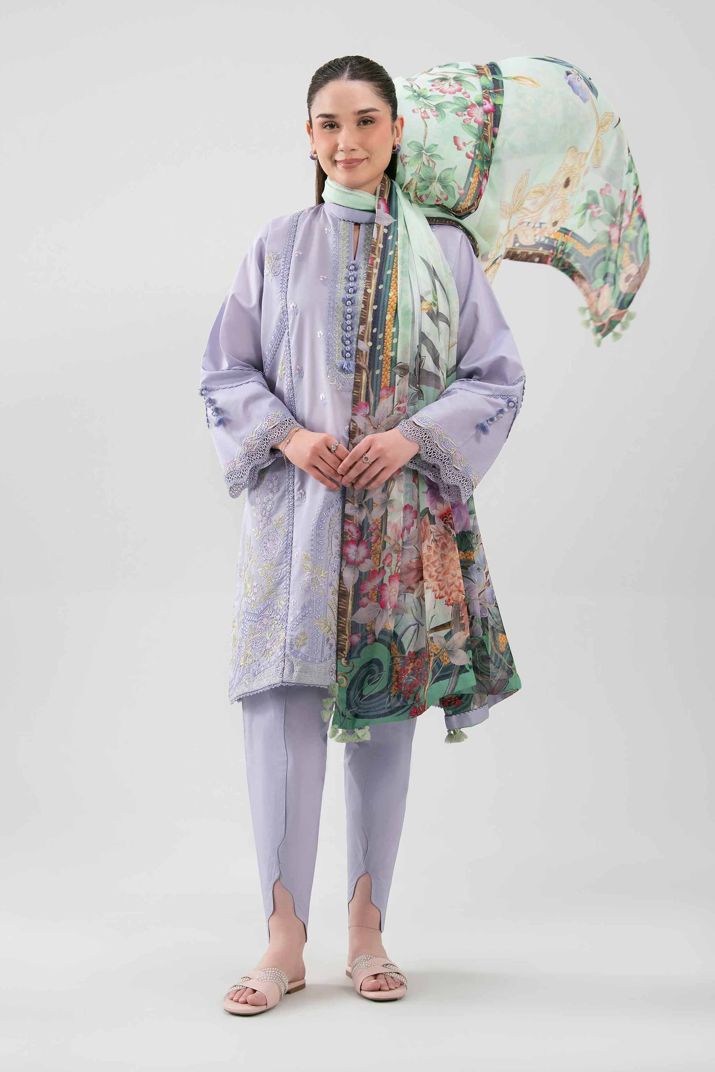 3 Piece - Digital Printed Embroidered Suit - 42601229