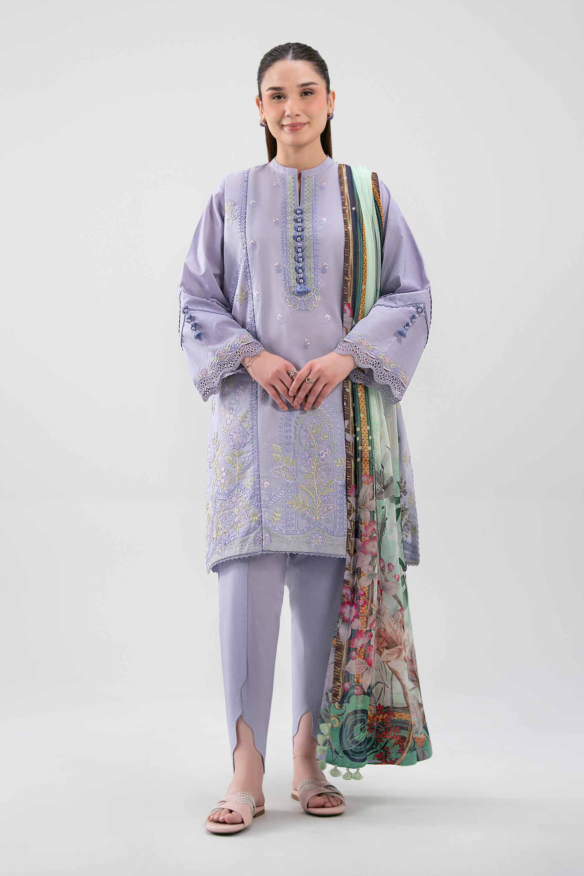 3 Piece - Digital Printed Embroidered Suit - 42601229