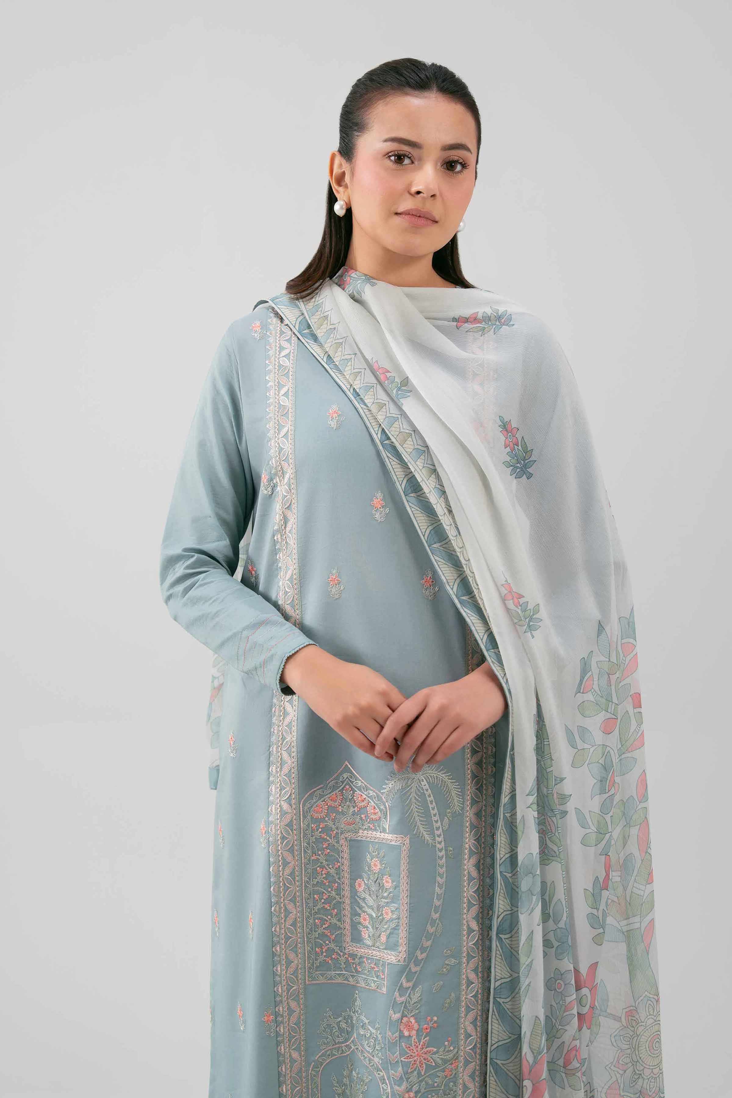 3 Piece - Digital Printed Embroidered Suit - 42601230