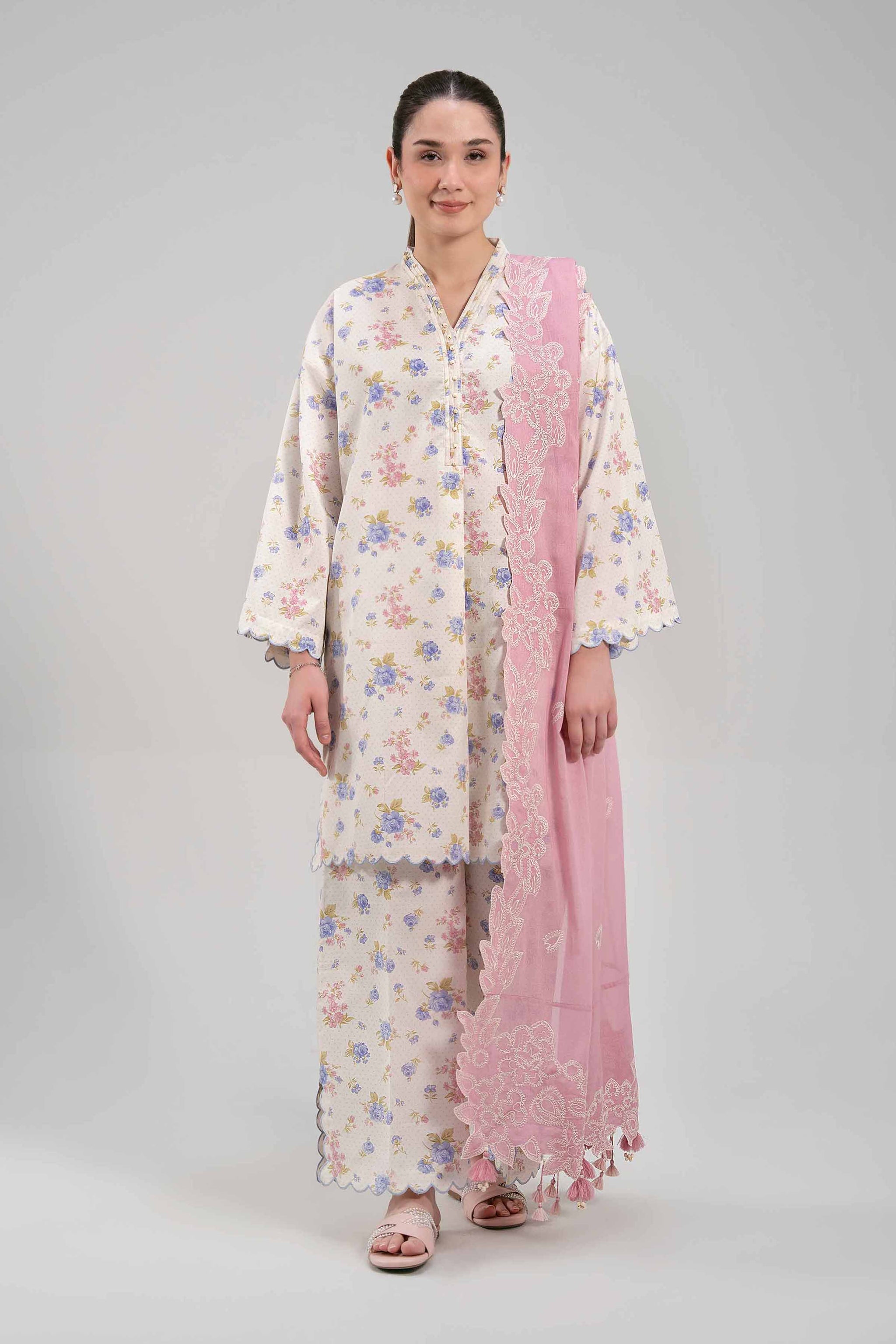 3 Piece - Printed Embroidered Suit - 42601261