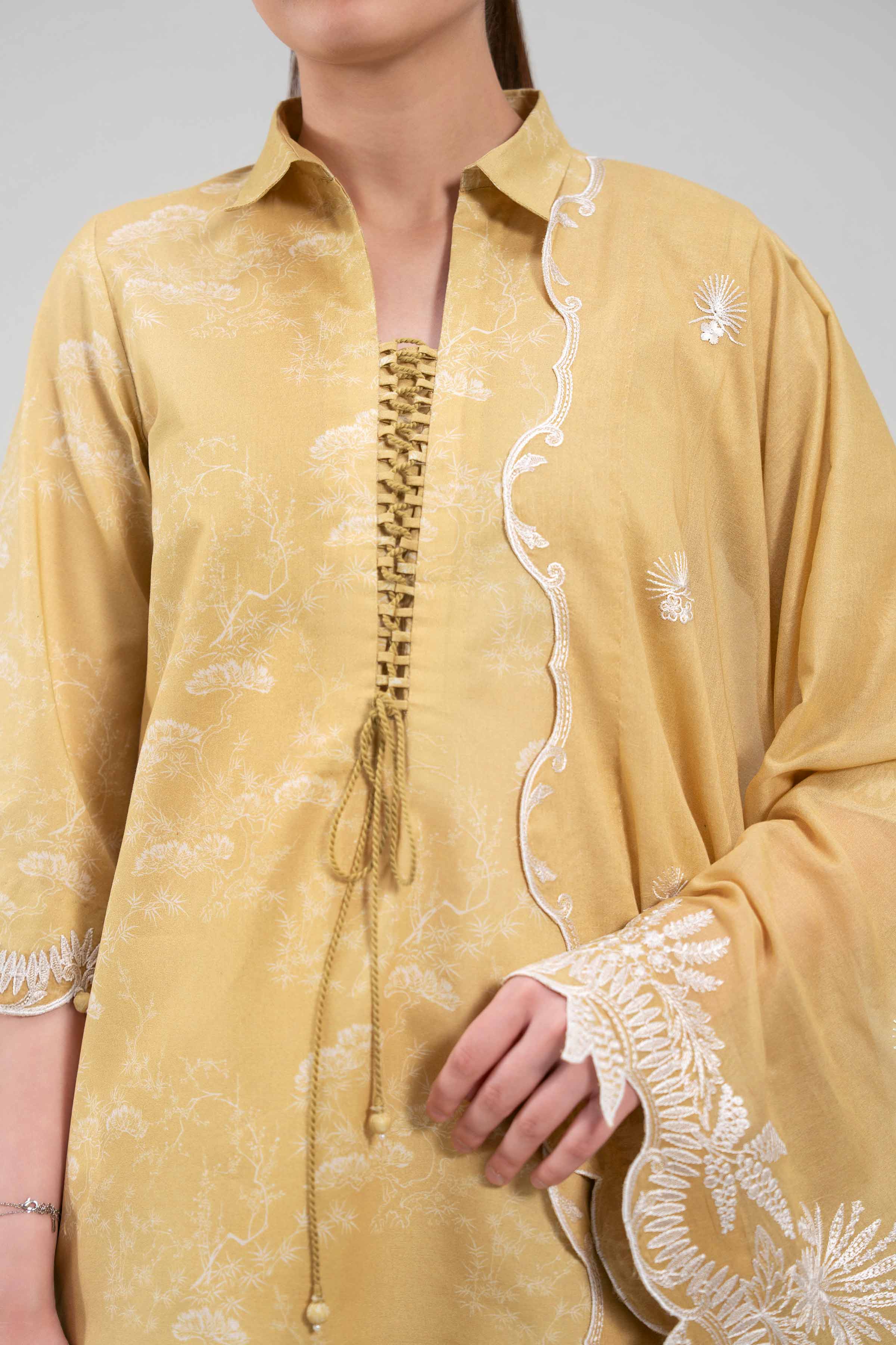 3 Piece - Printed Embroidered Suit - 42601264