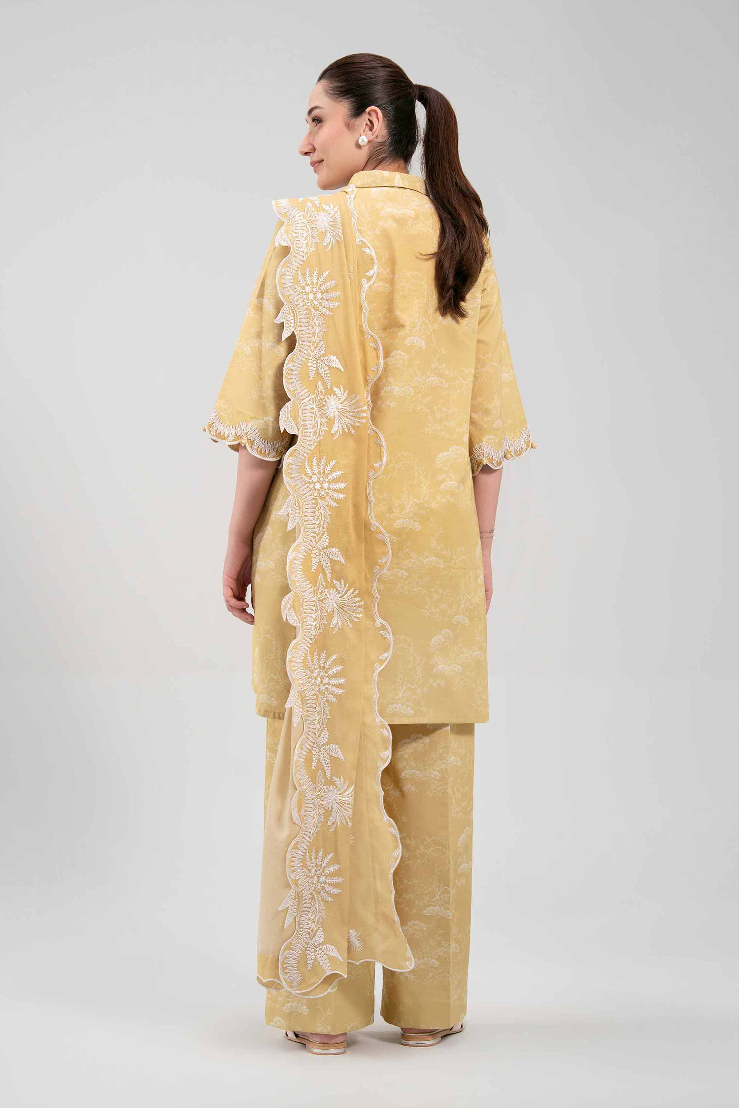 3 Piece - Printed Embroidered Suit - 42601264