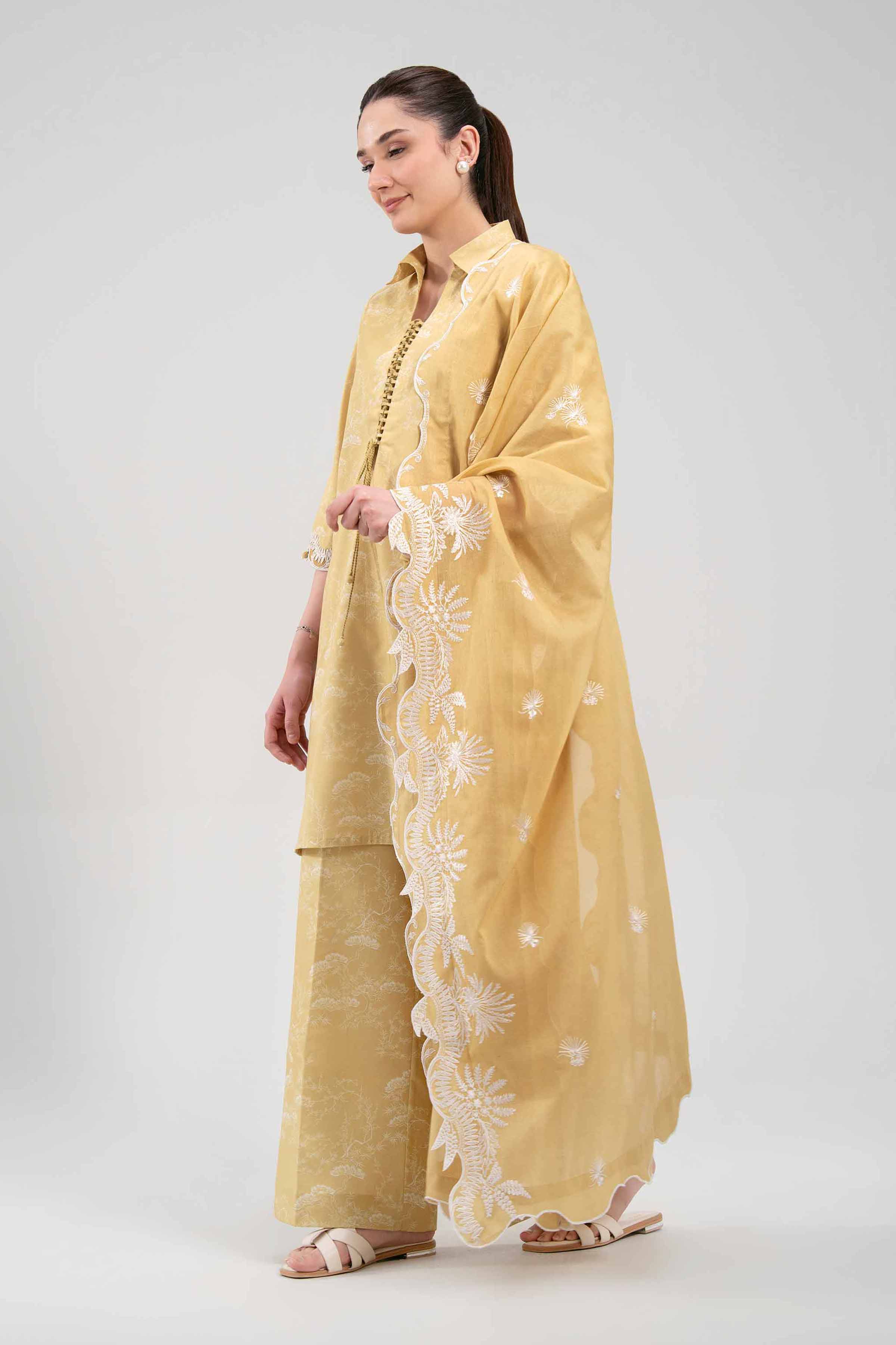 3 Piece - Printed Embroidered Suit - 42601264