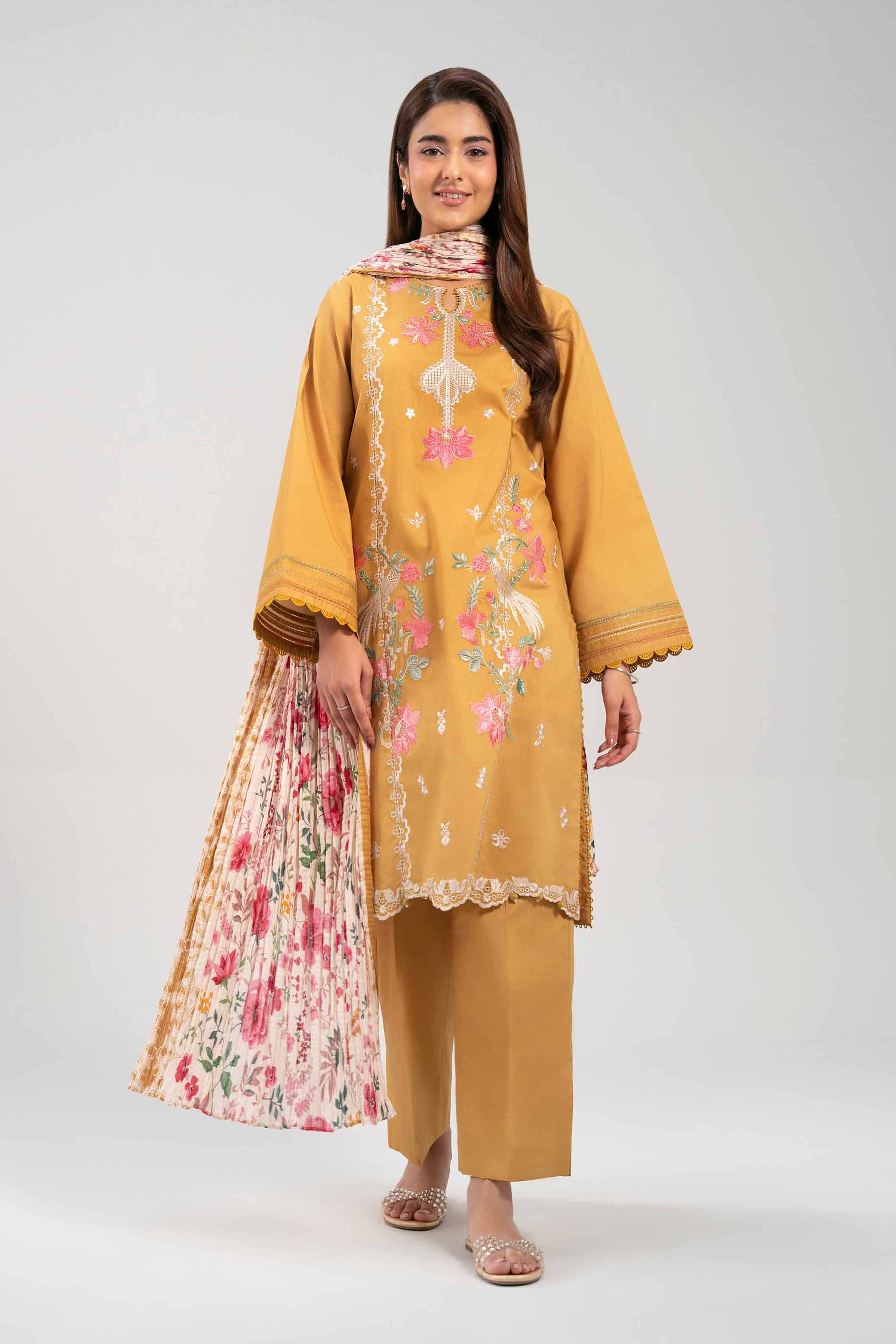 3 Piece - Printed Embroidered Suit - 42601271