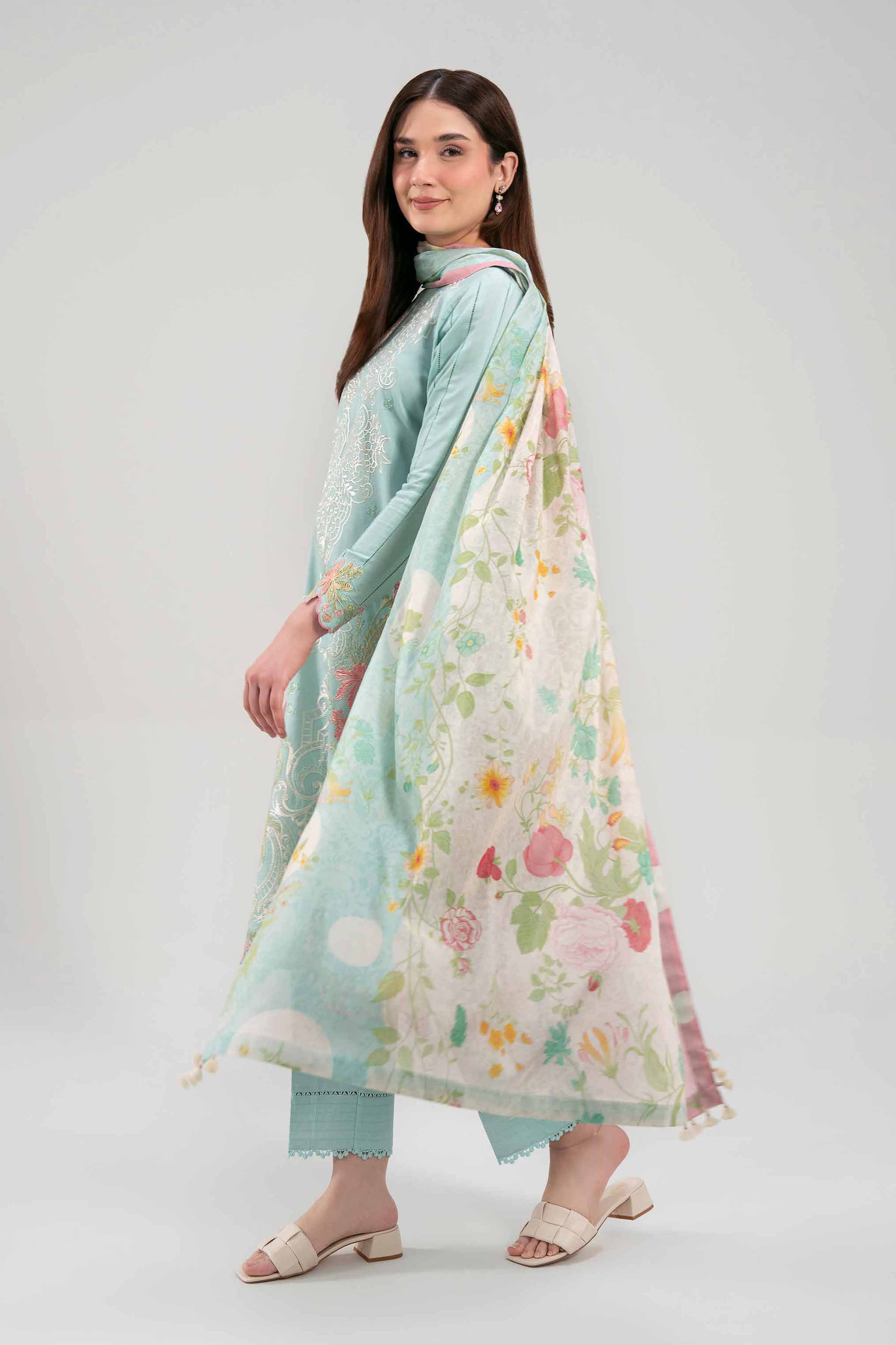 3 Piece - Printed Embroidered Suit - 42601272