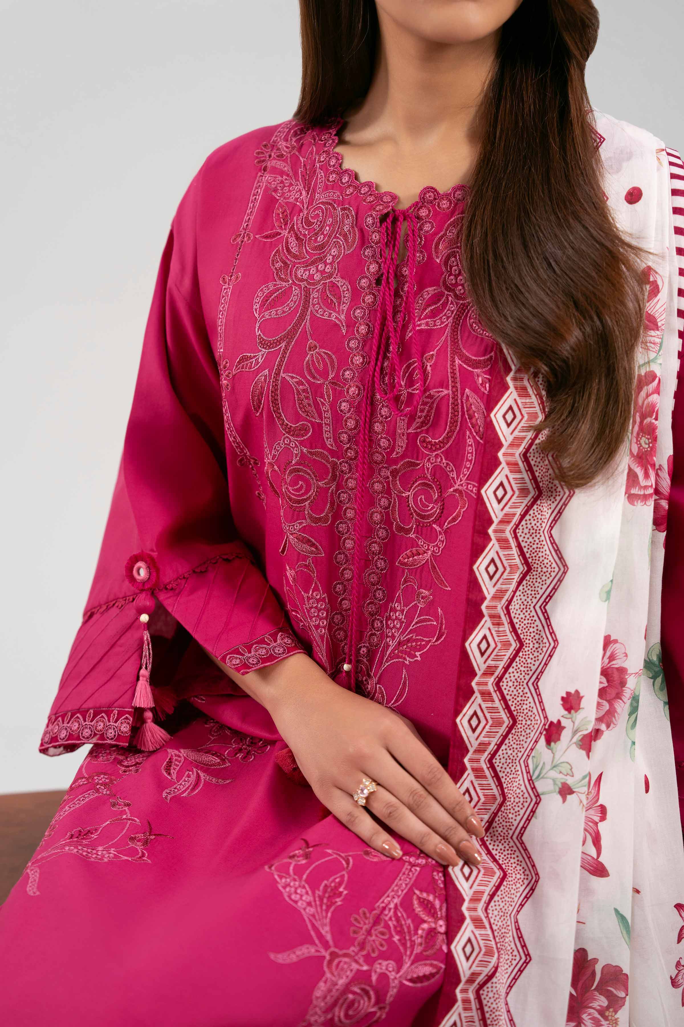 3 Piece - Printed Embroidered Suit - 42601273
