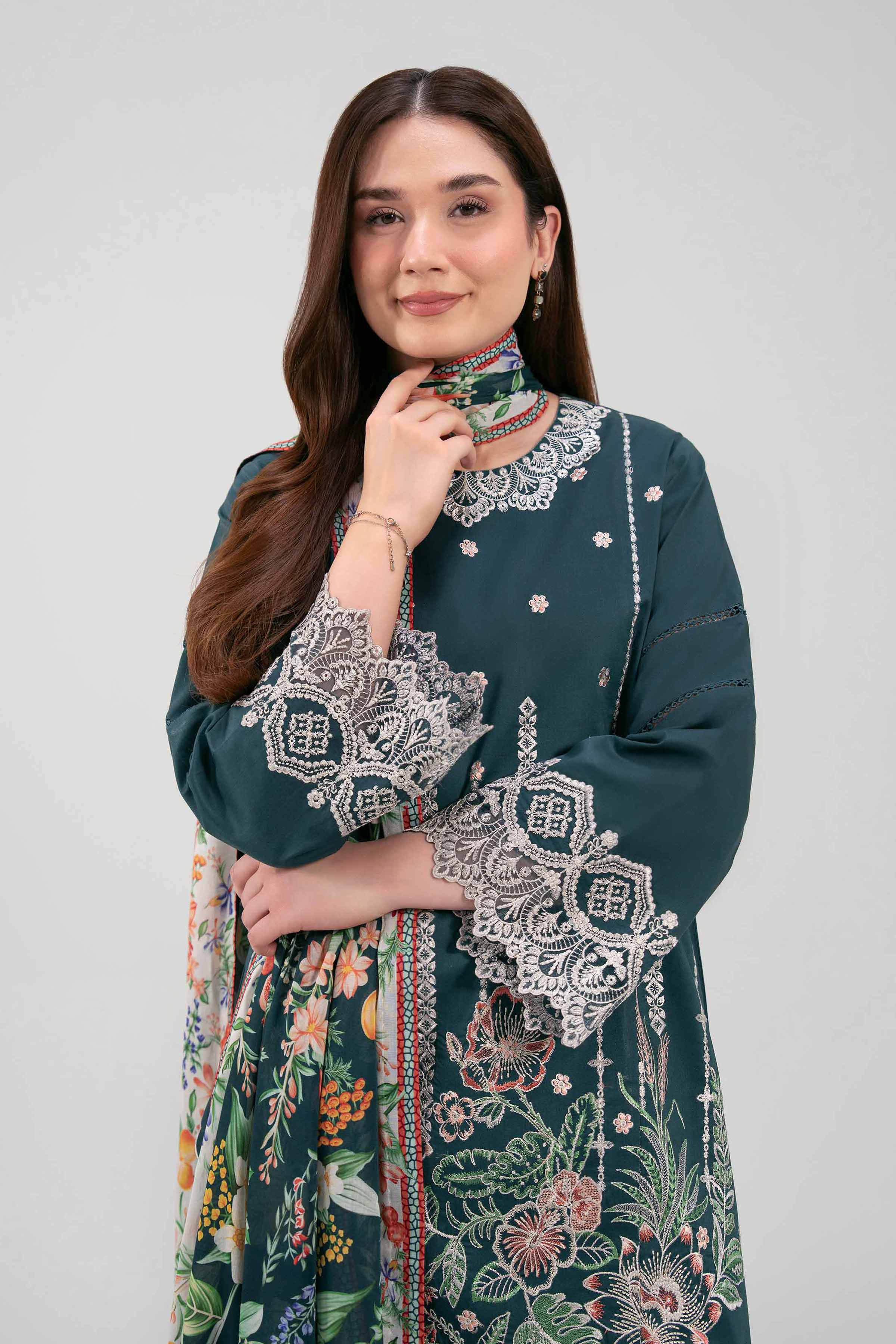 3 Piece - Printed Embroidered Suit - 42601274