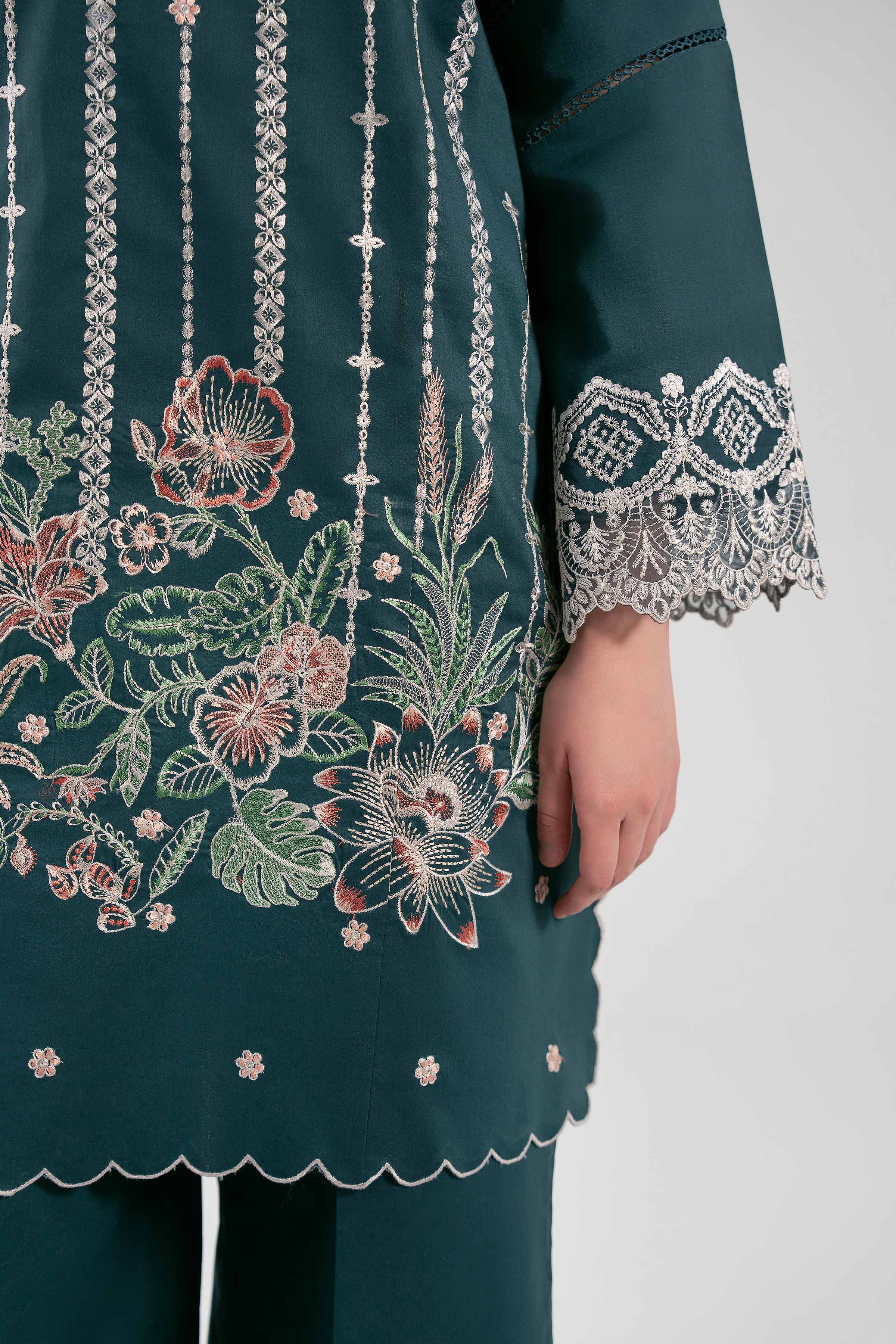 3 Piece - Printed Embroidered Suit - 42601274