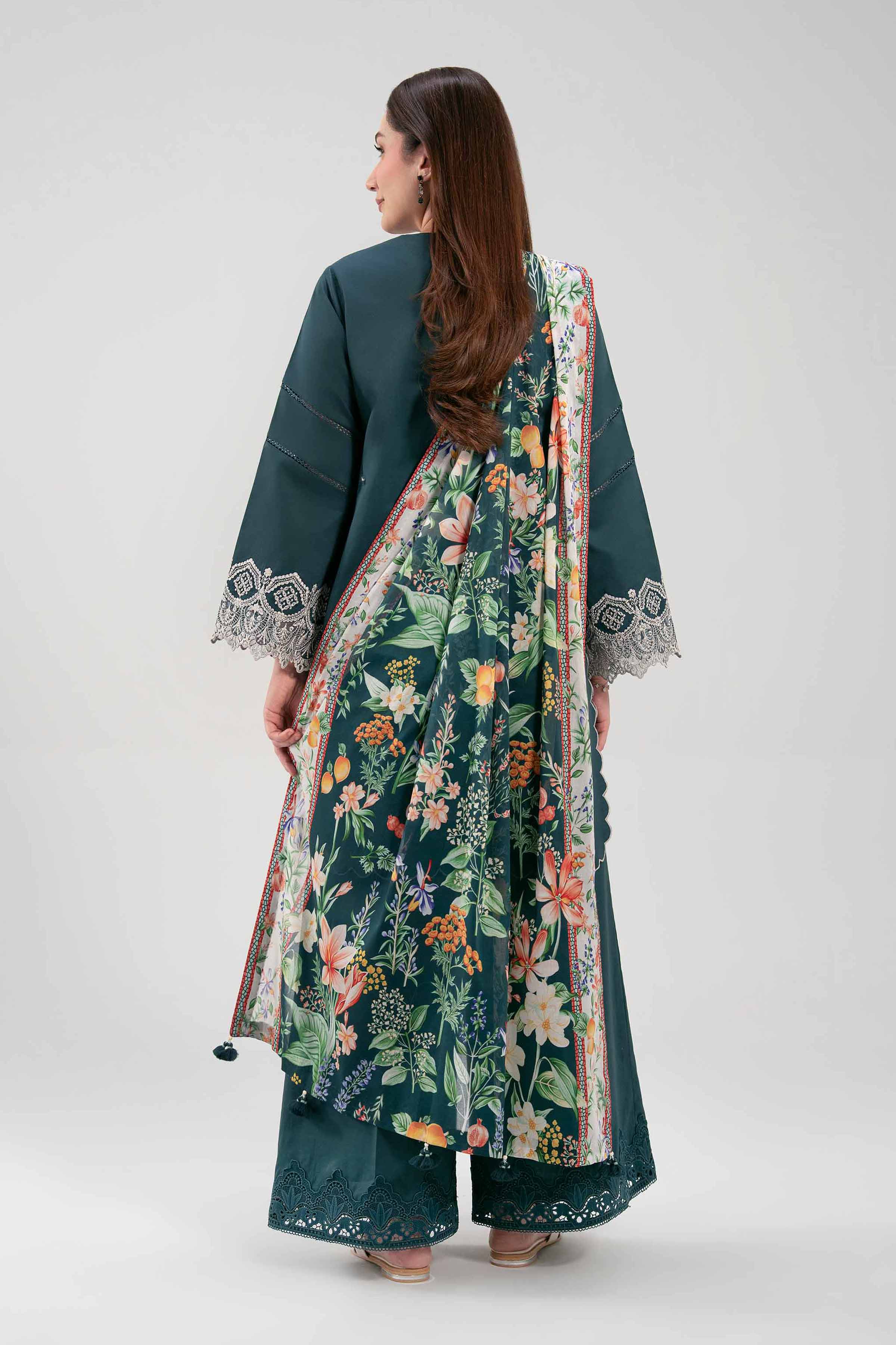 3 Piece - Printed Embroidered Suit - 42601274