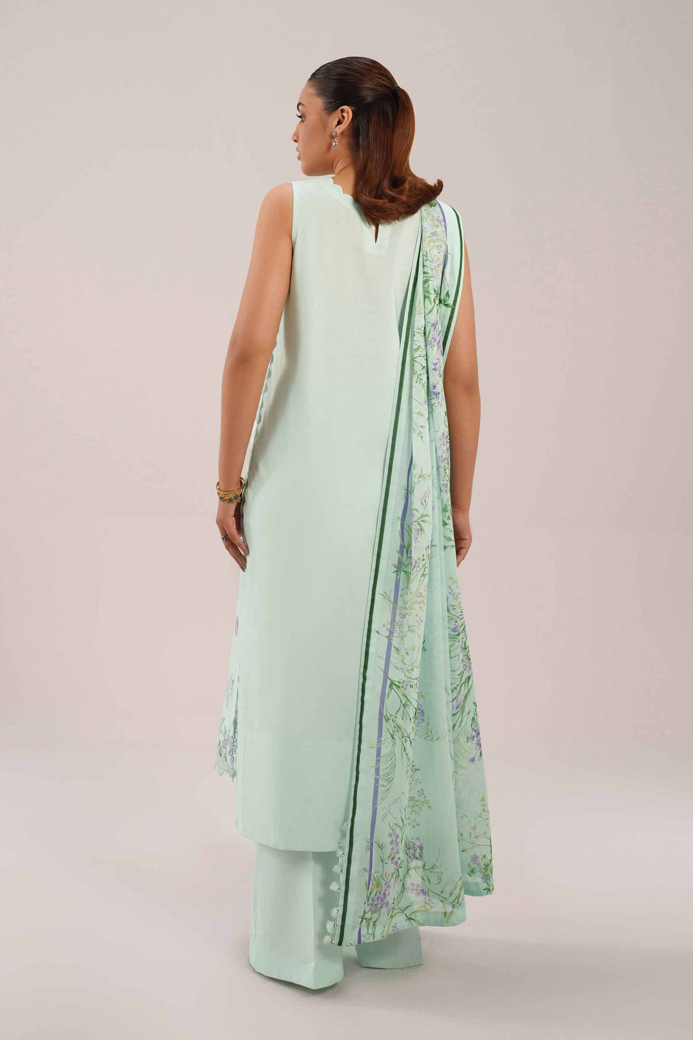 3 Piece - Printed Embroidered Suit - 42601280