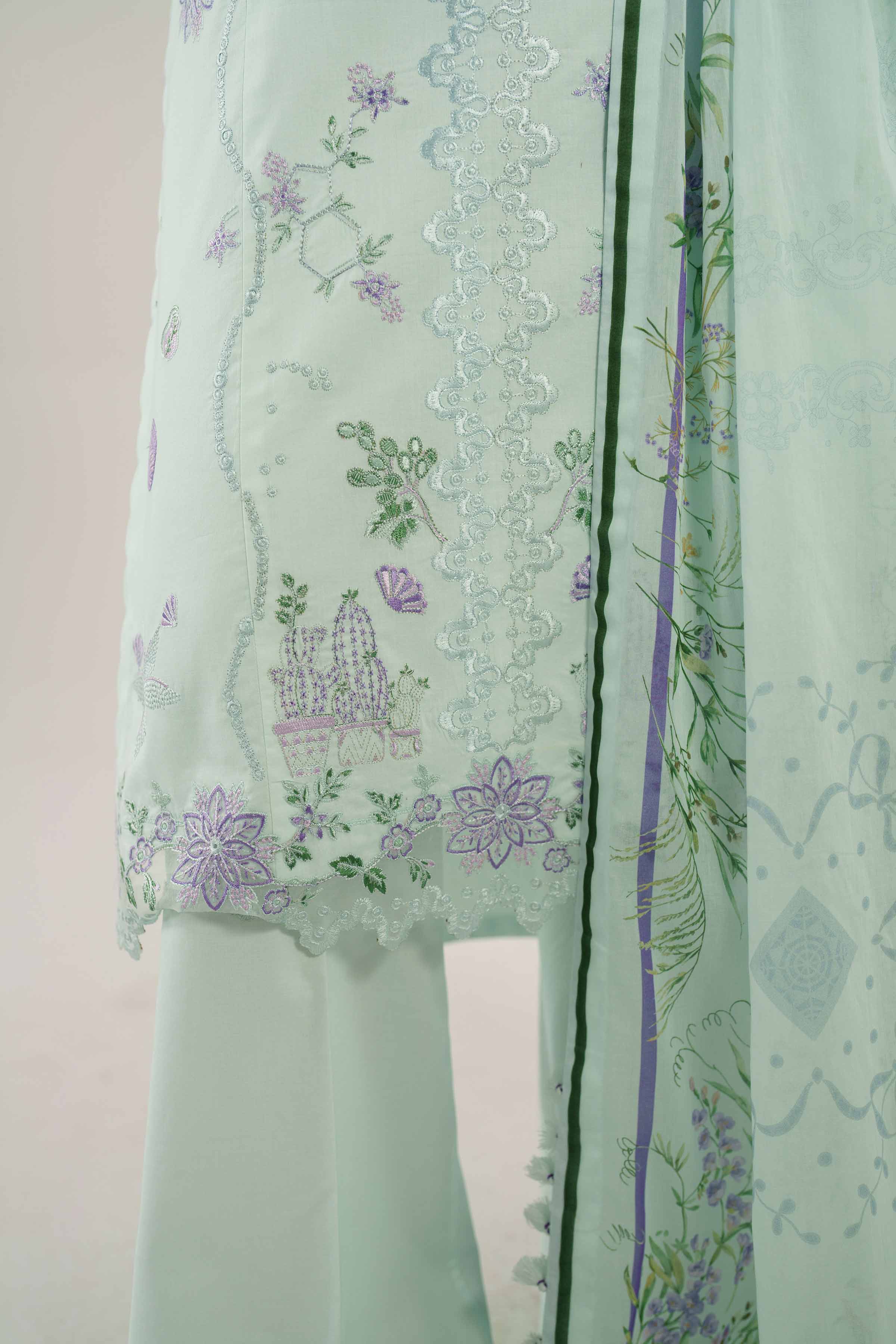 3 Piece - Printed Embroidered Suit - 42601280