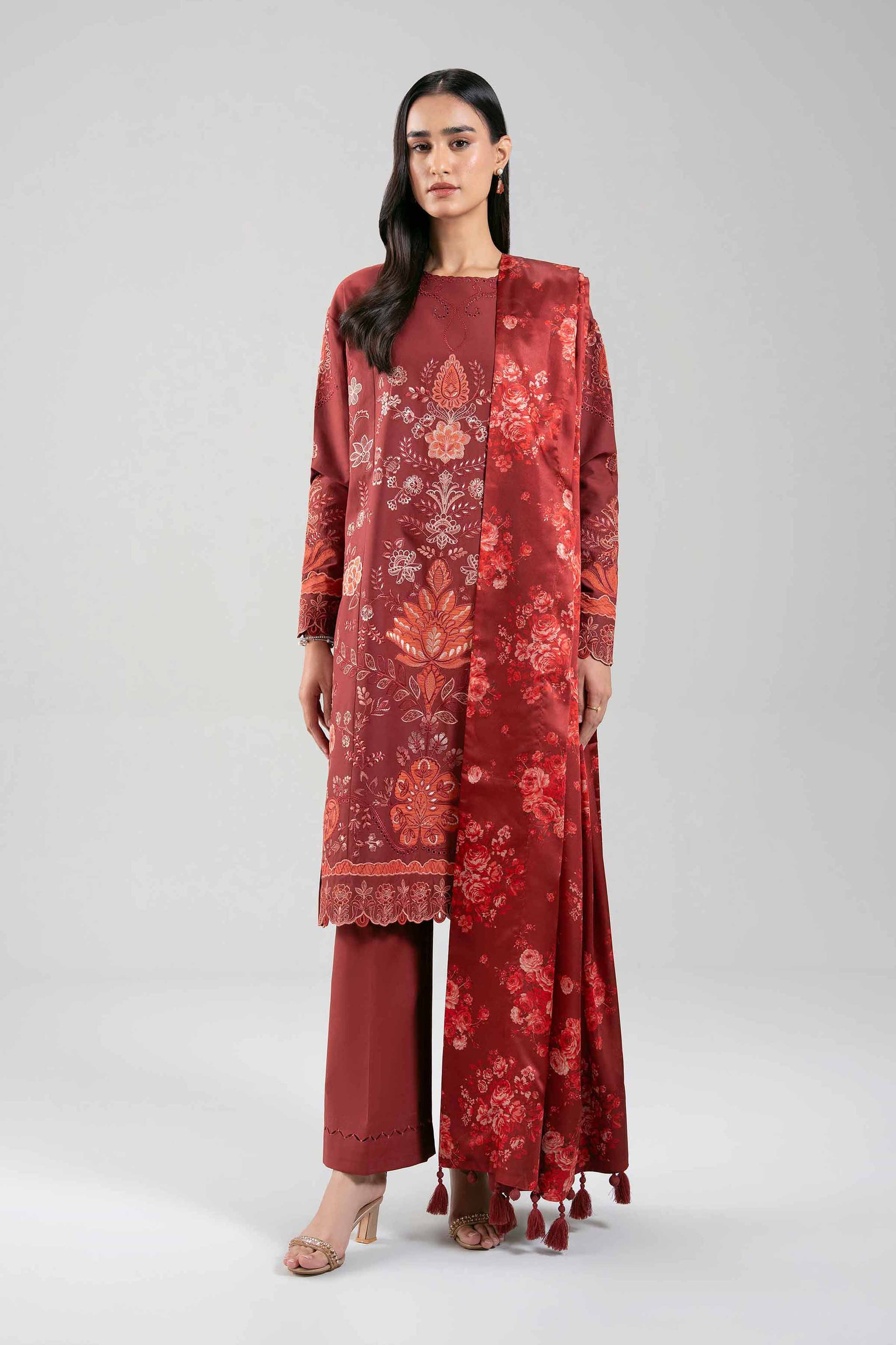 3 Piece - Digital Printed Embroidered Suit - 42601310