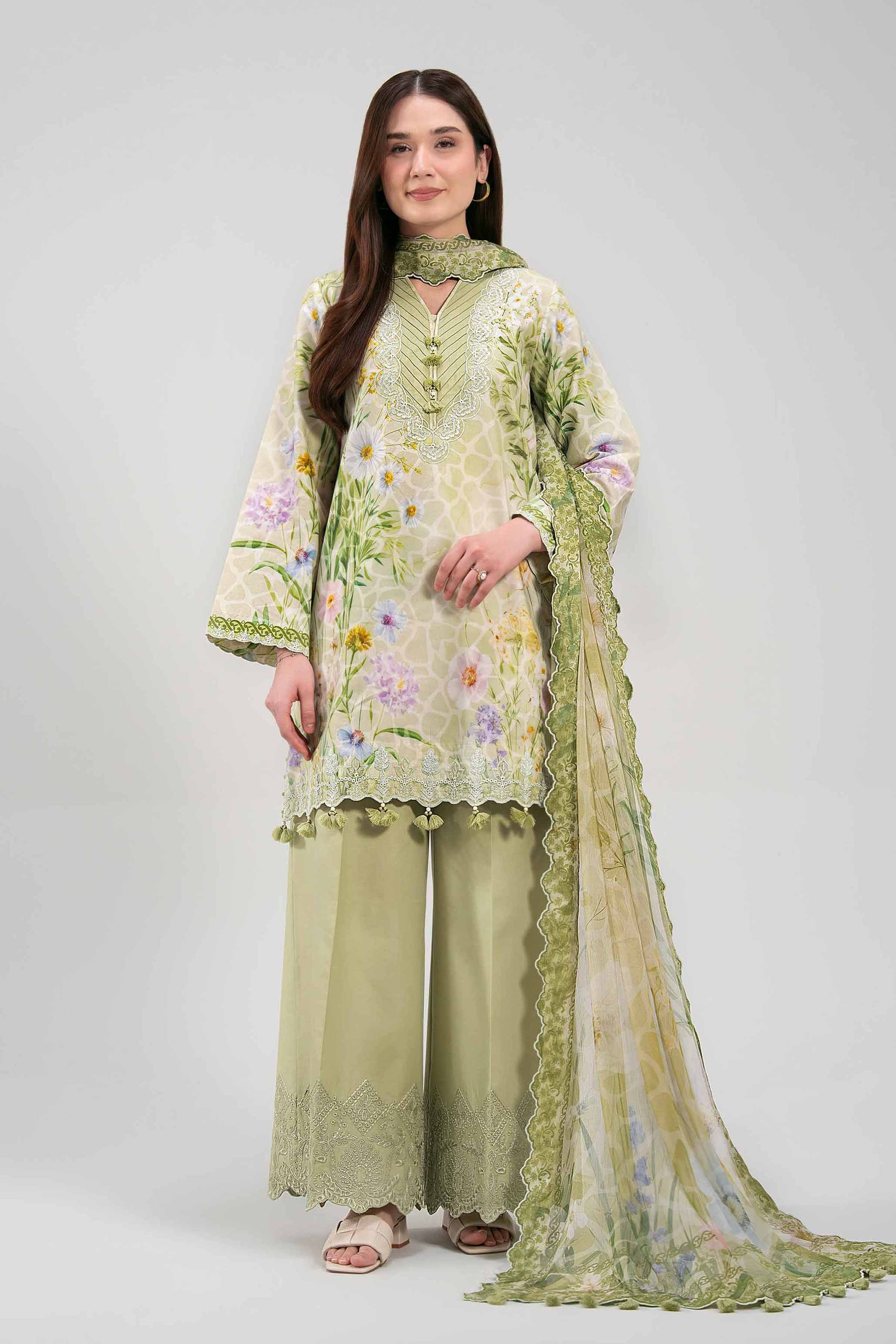 3 Piece - Digital Printed Embroidered Suit - 42601329