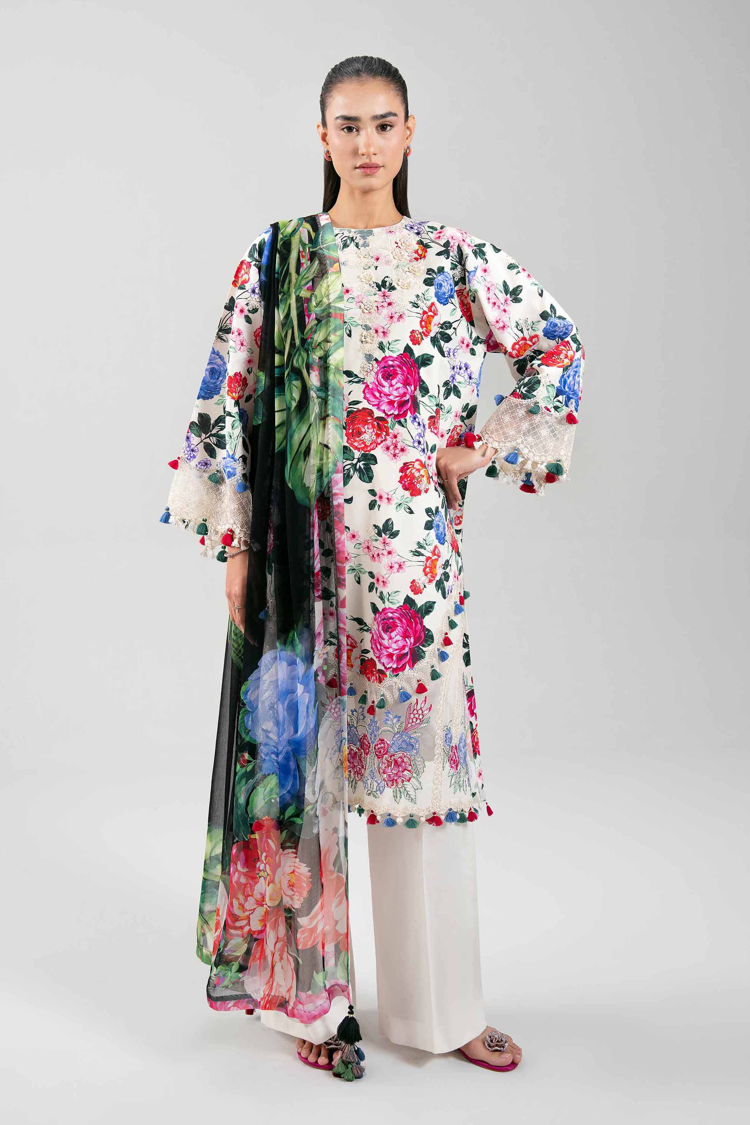 3 Piece - Digital Printed Embroidered Suit - 42601331