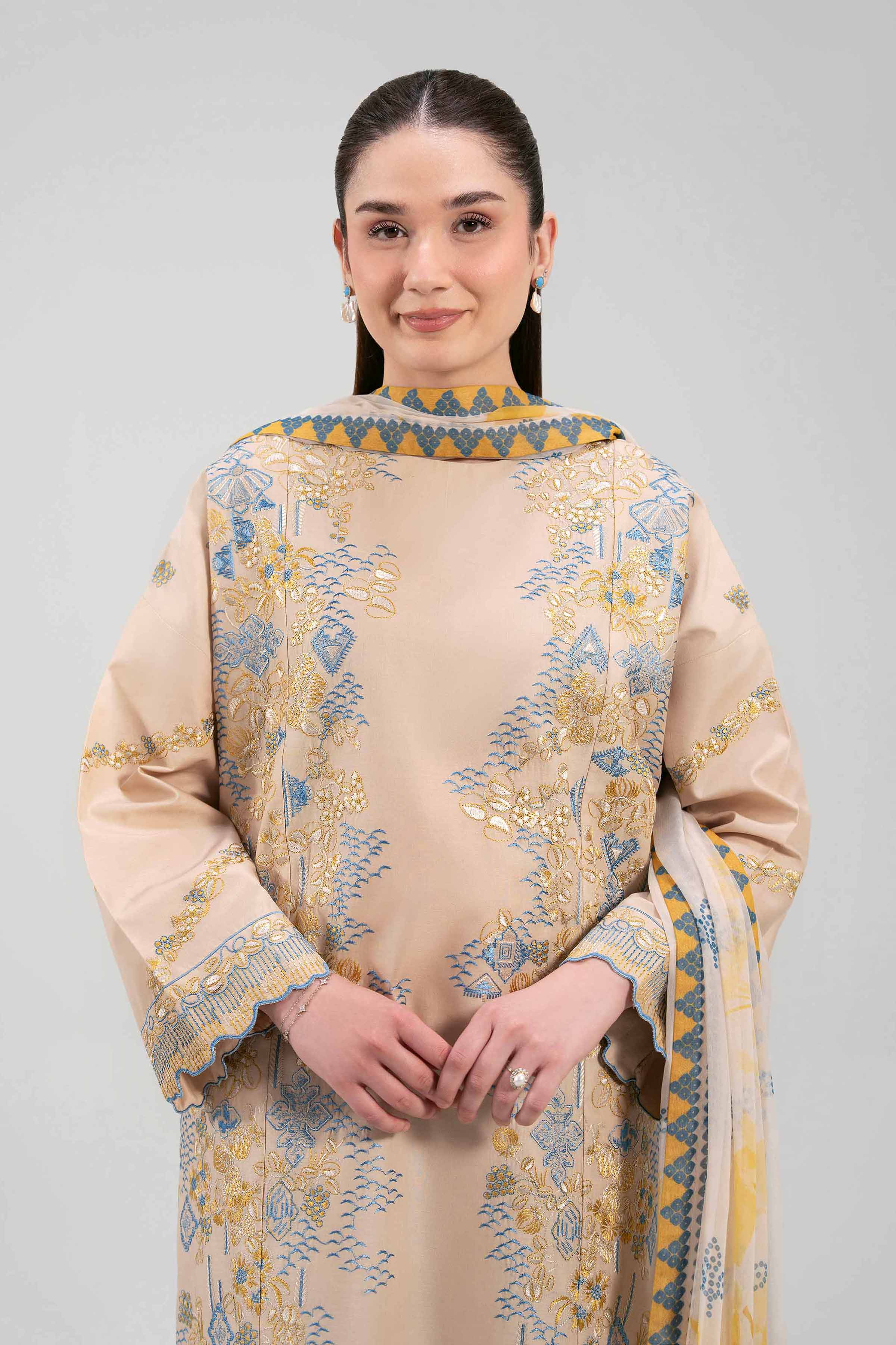 3 Piece - Digital Printed Embroidered Suit - 42601334