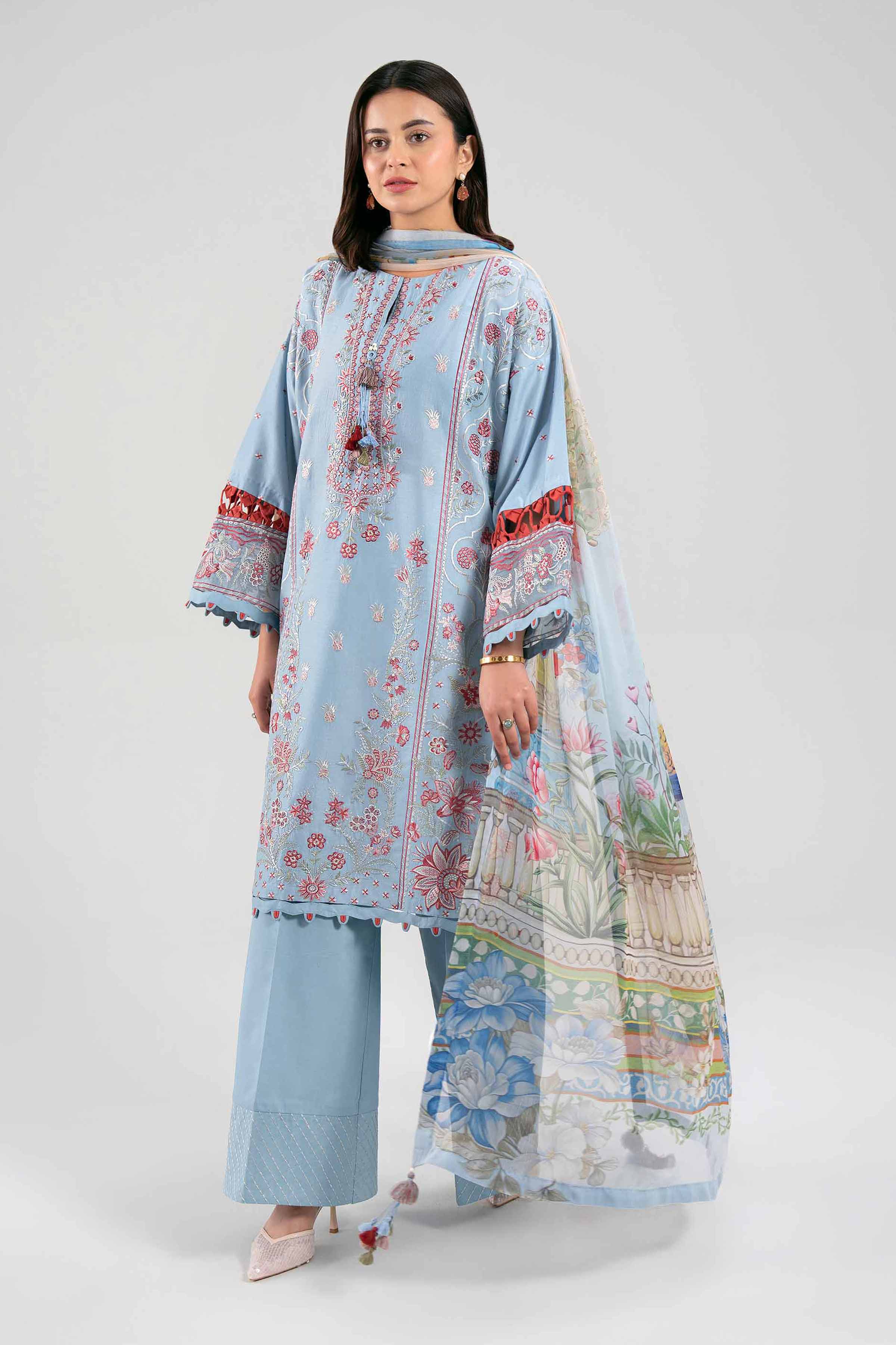 3 Piece - Digital Printed Embroidered Suit - 42601338