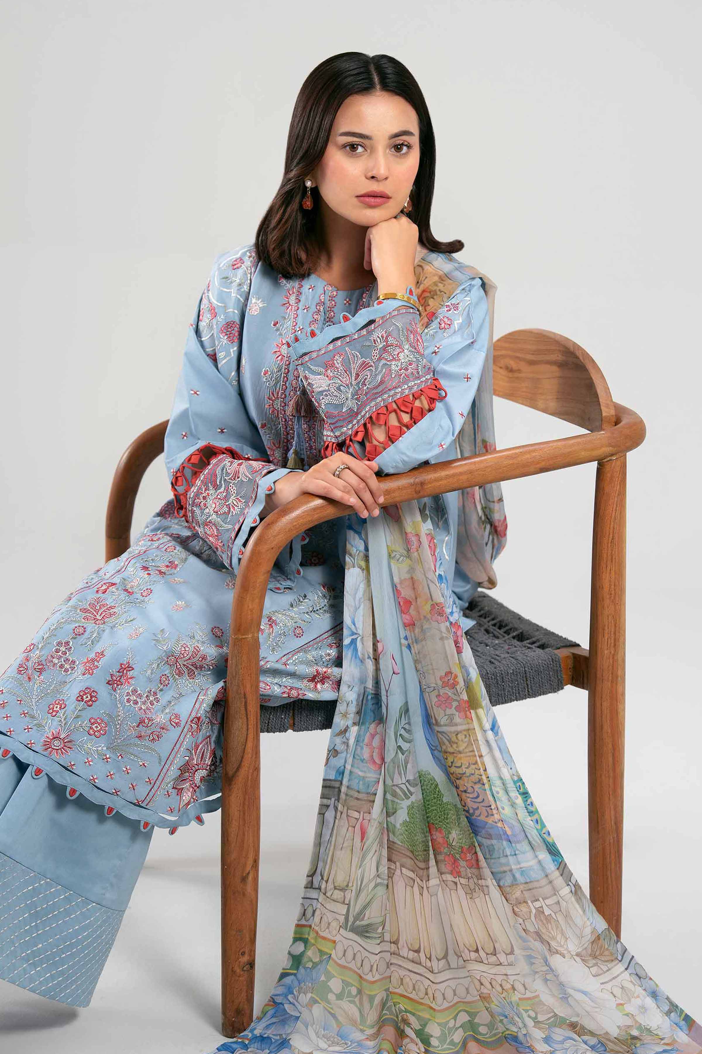 3 Piece - Digital Printed Embroidered Suit - 42601338